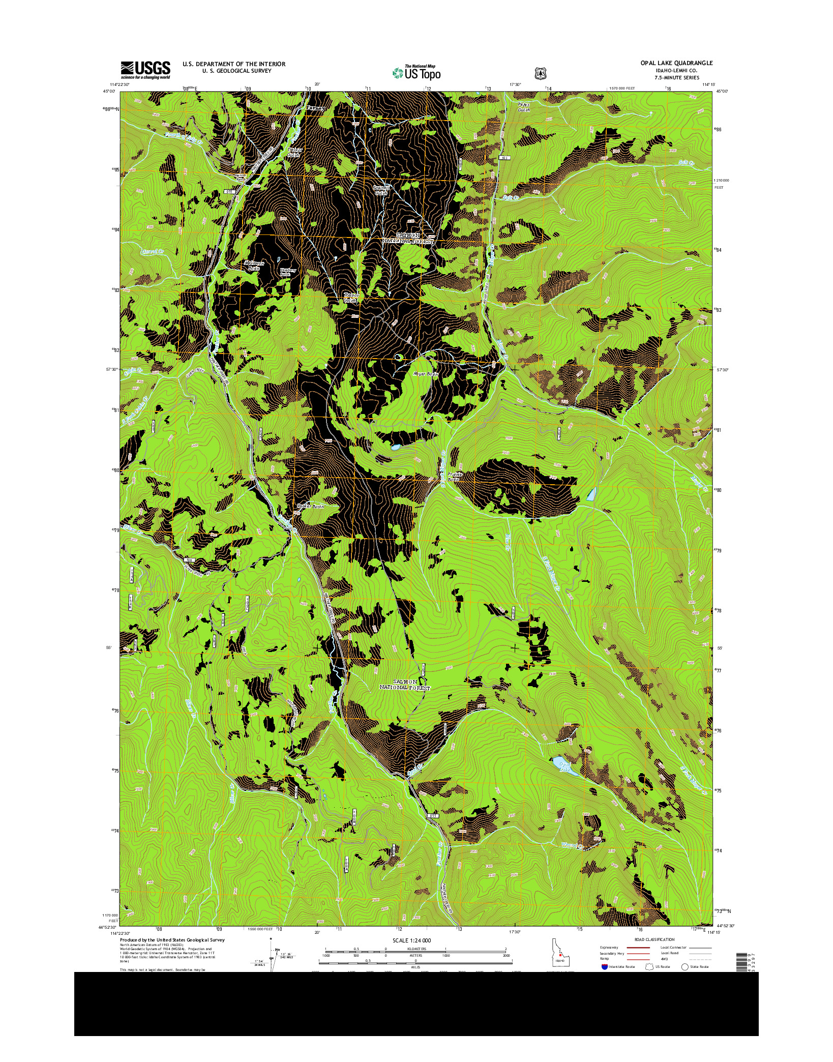 USGS US TOPO 7.5-MINUTE MAP FOR OPAL LAKE, ID 2013