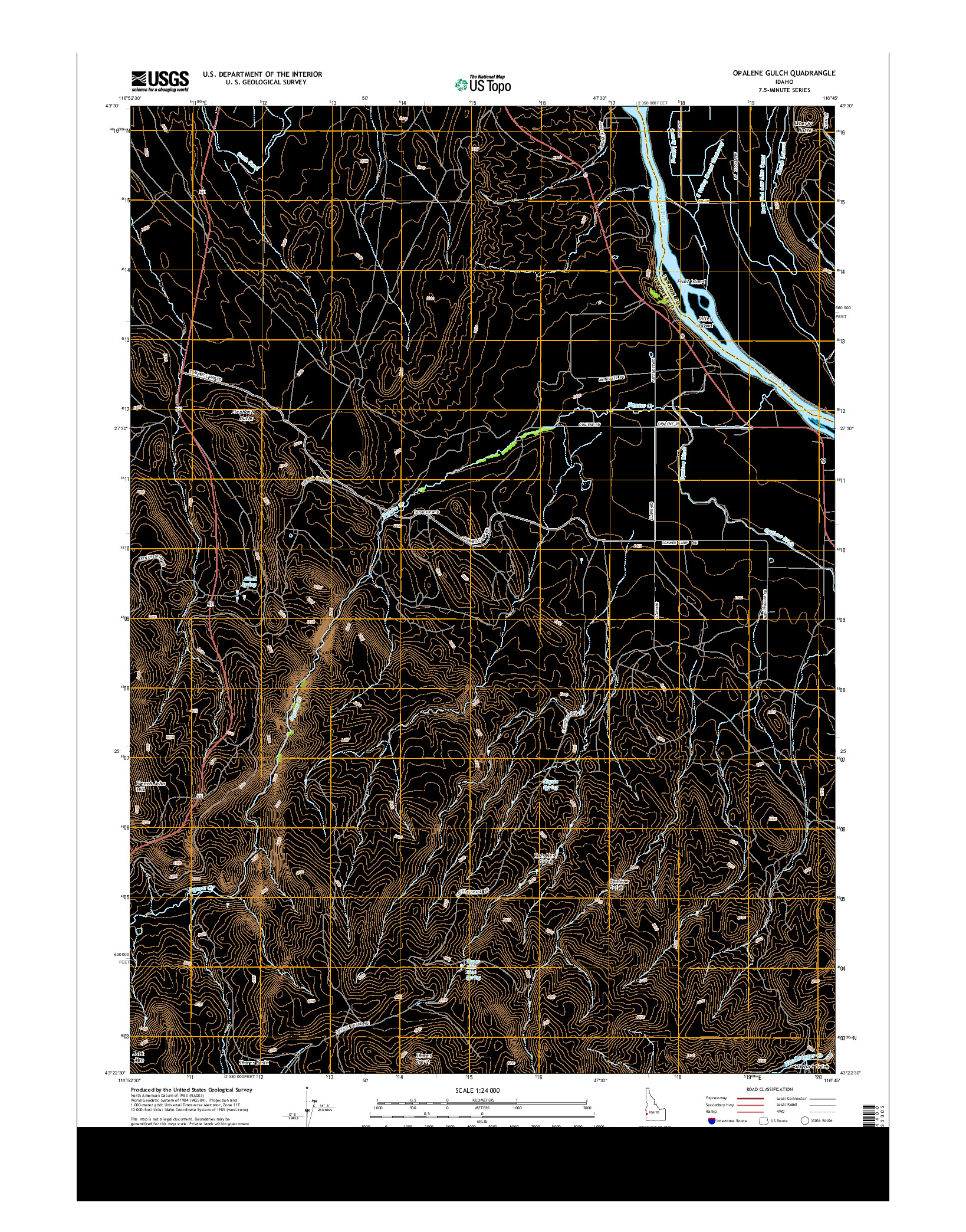 USGS US TOPO 7.5-MINUTE MAP FOR OPALENE GULCH, ID 2013