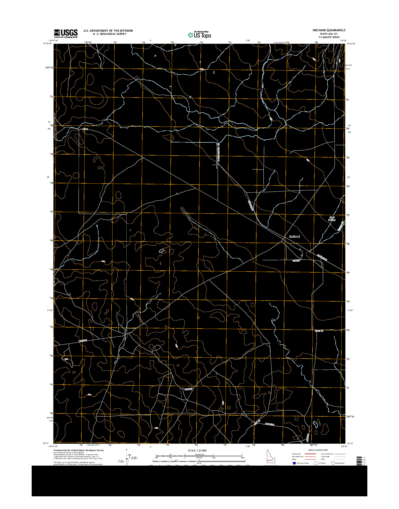 USGS US TOPO 7.5-MINUTE MAP FOR ORCHARD, ID 2013