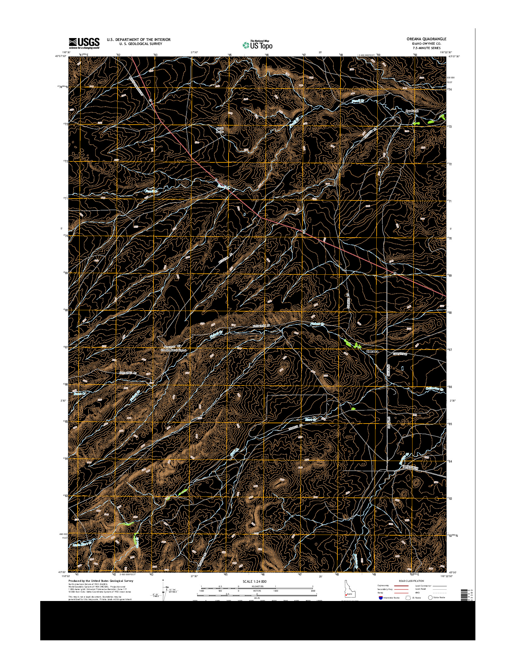 USGS US TOPO 7.5-MINUTE MAP FOR OREANA, ID 2013