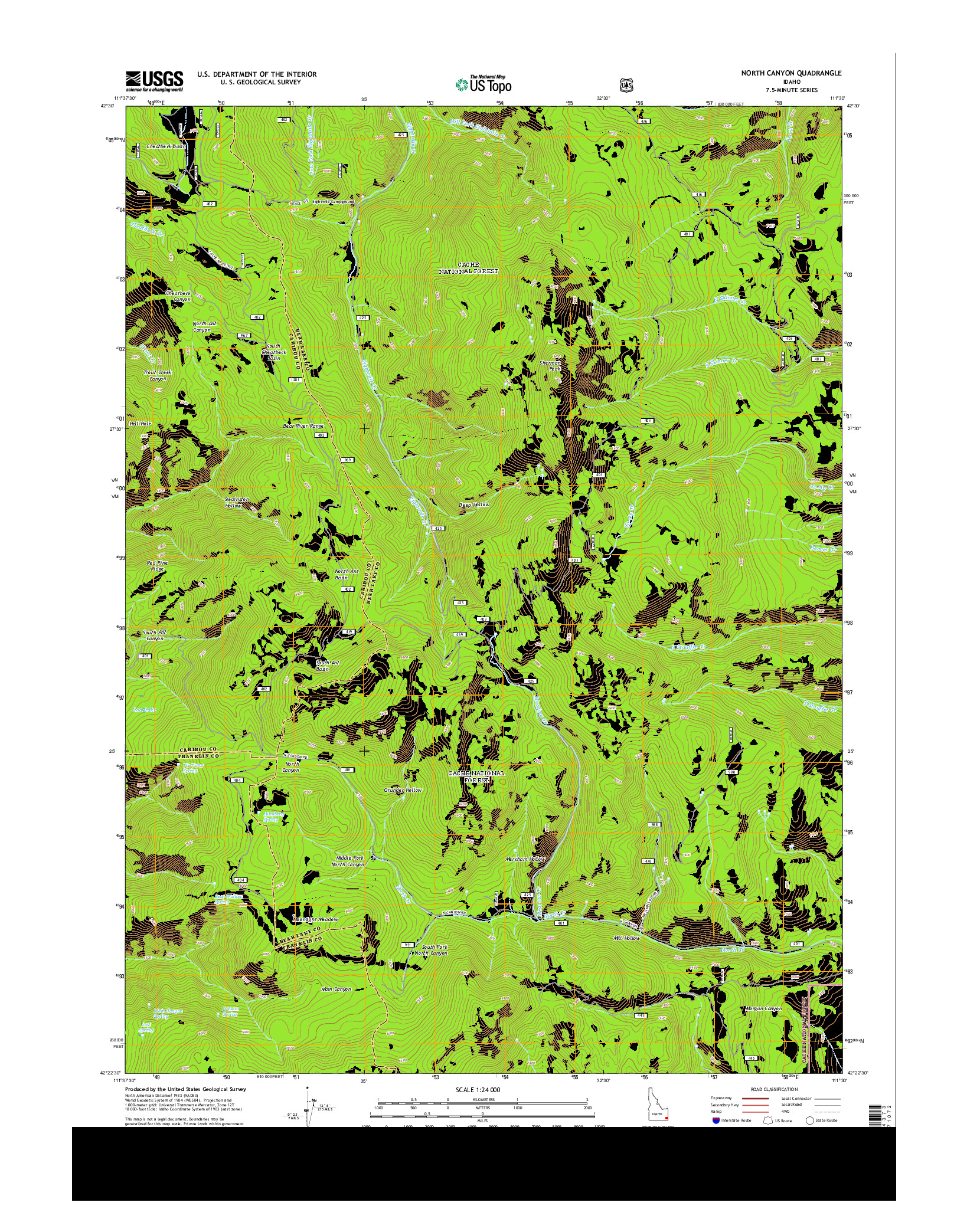 USGS US TOPO 7.5-MINUTE MAP FOR NORTH CANYON, ID 2013