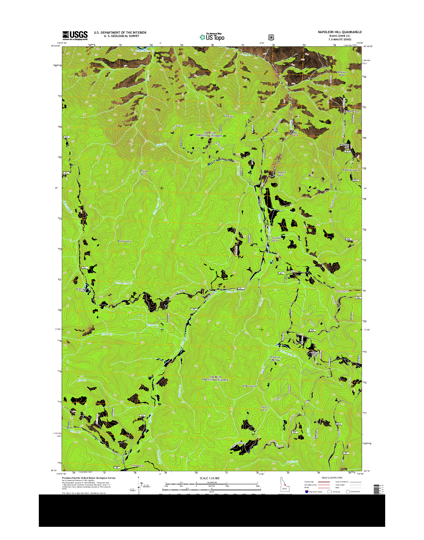 USGS US TOPO 7.5-MINUTE MAP FOR NAPOLEON HILL, ID 2013