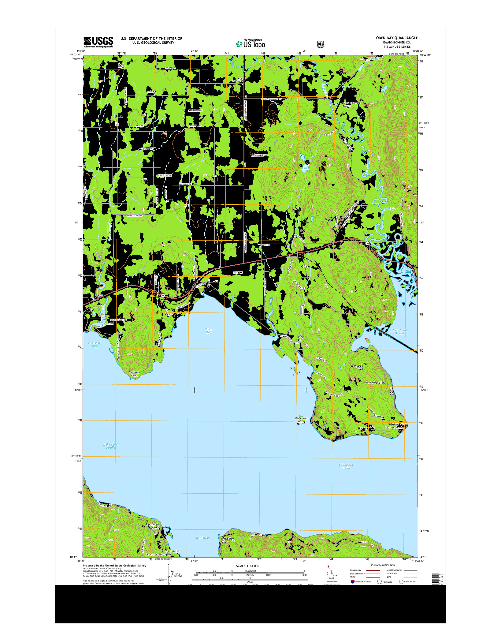 USGS US TOPO 7.5-MINUTE MAP FOR ODEN BAY, ID 2013