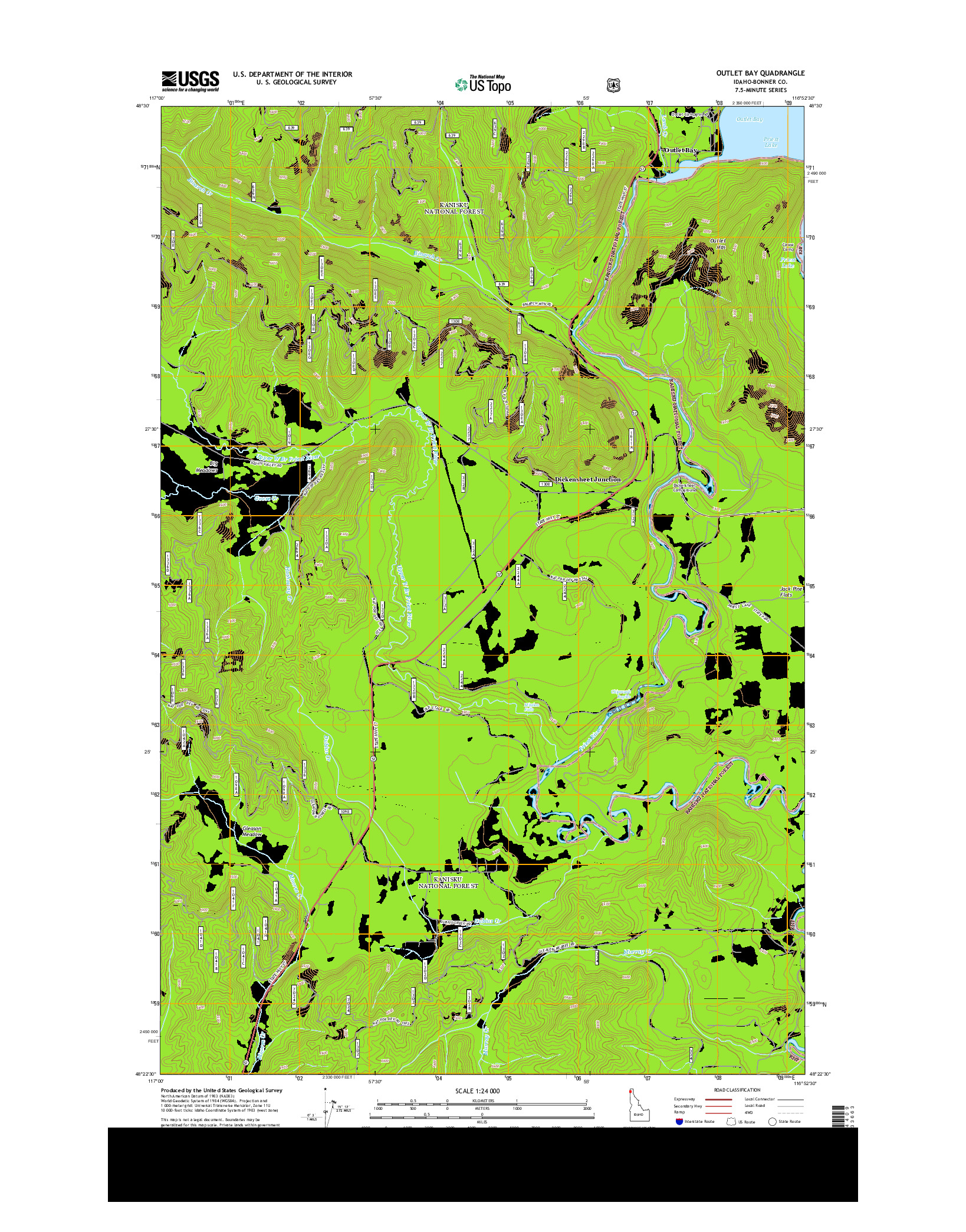 USGS US TOPO 7.5-MINUTE MAP FOR OUTLET BAY, ID 2013