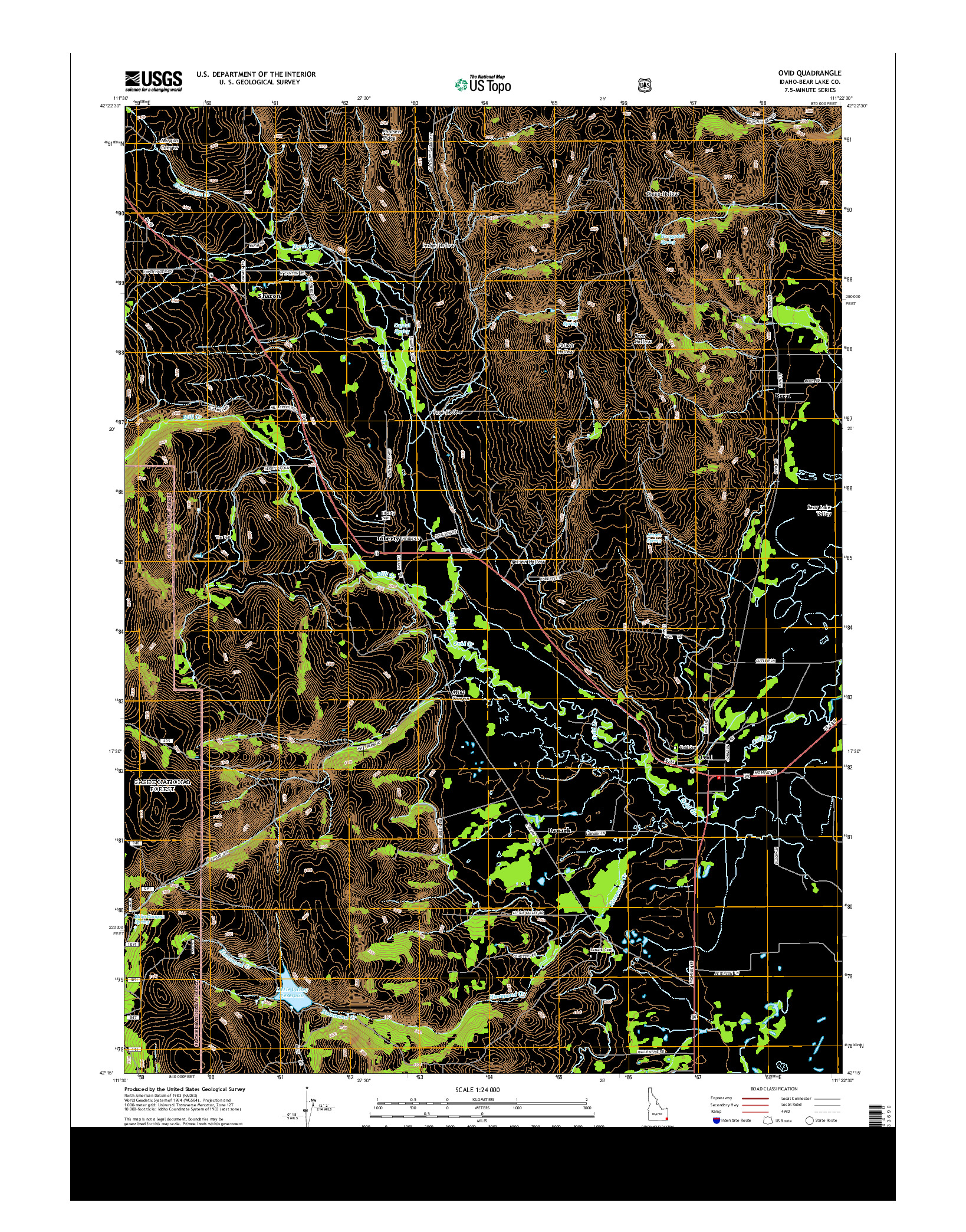 USGS US TOPO 7.5-MINUTE MAP FOR OVID, ID 2013