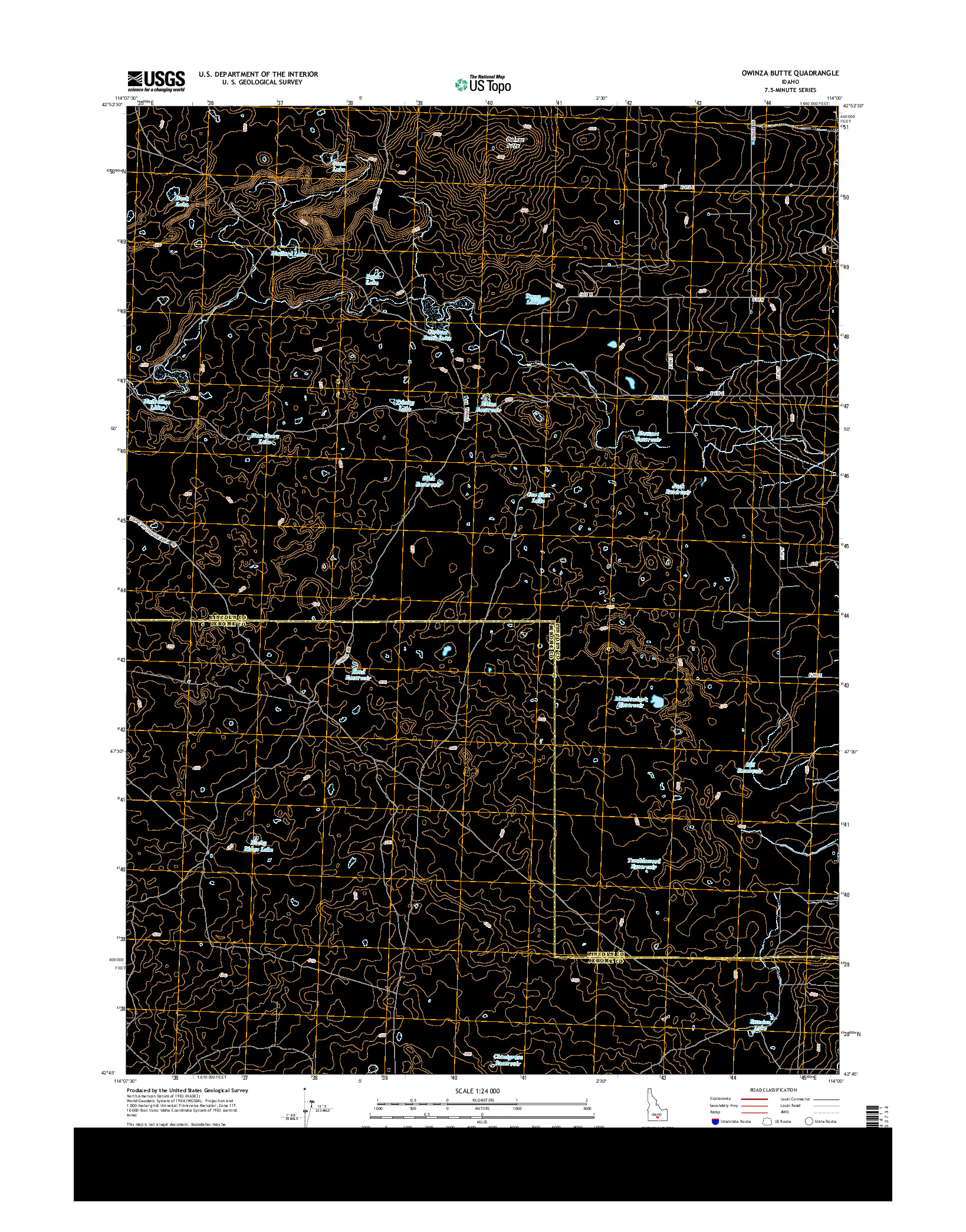 USGS US TOPO 7.5-MINUTE MAP FOR OWINZA BUTTE, ID 2013