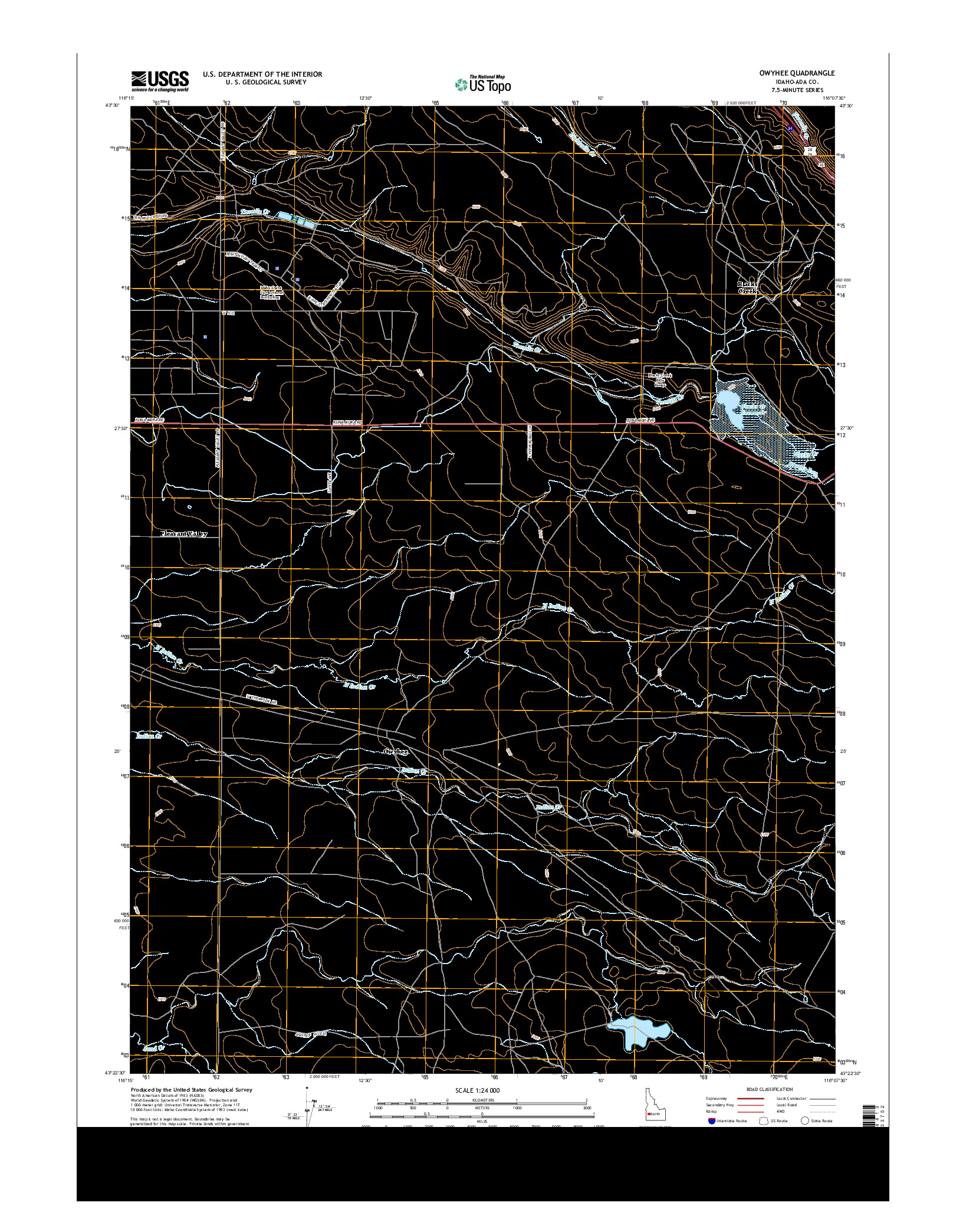 USGS US TOPO 7.5-MINUTE MAP FOR OWYHEE, ID 2013
