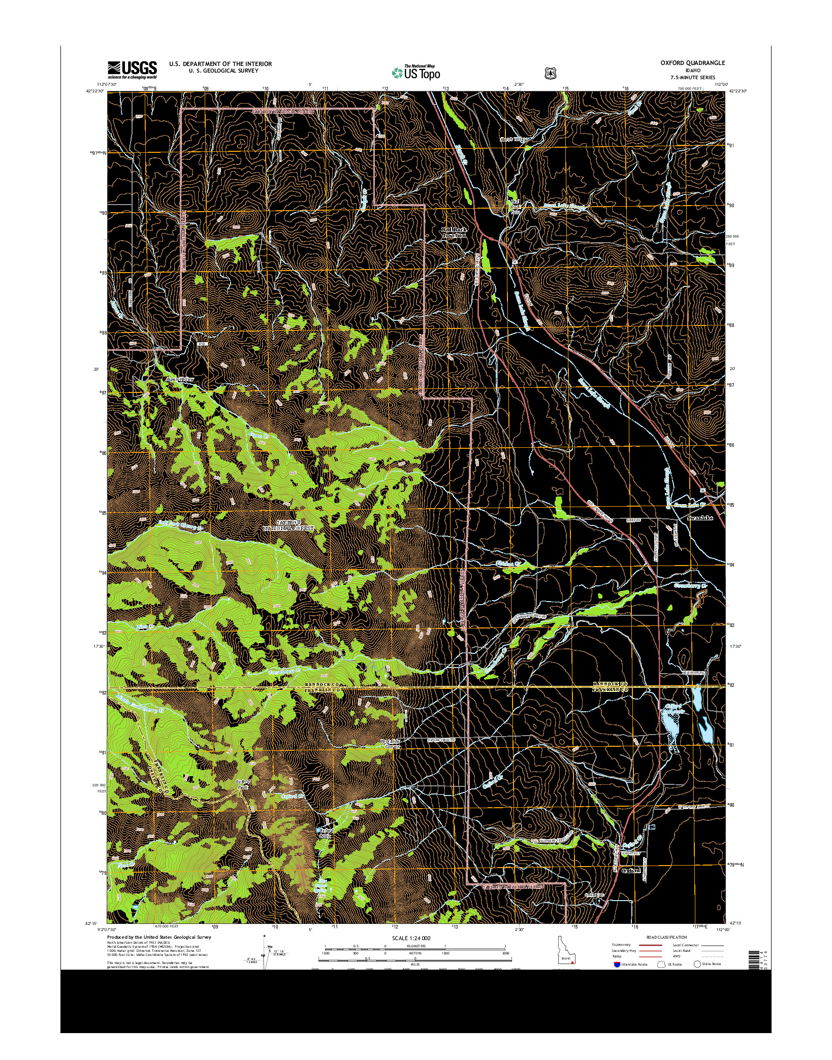 USGS US TOPO 7.5-MINUTE MAP FOR OXFORD, ID 2013