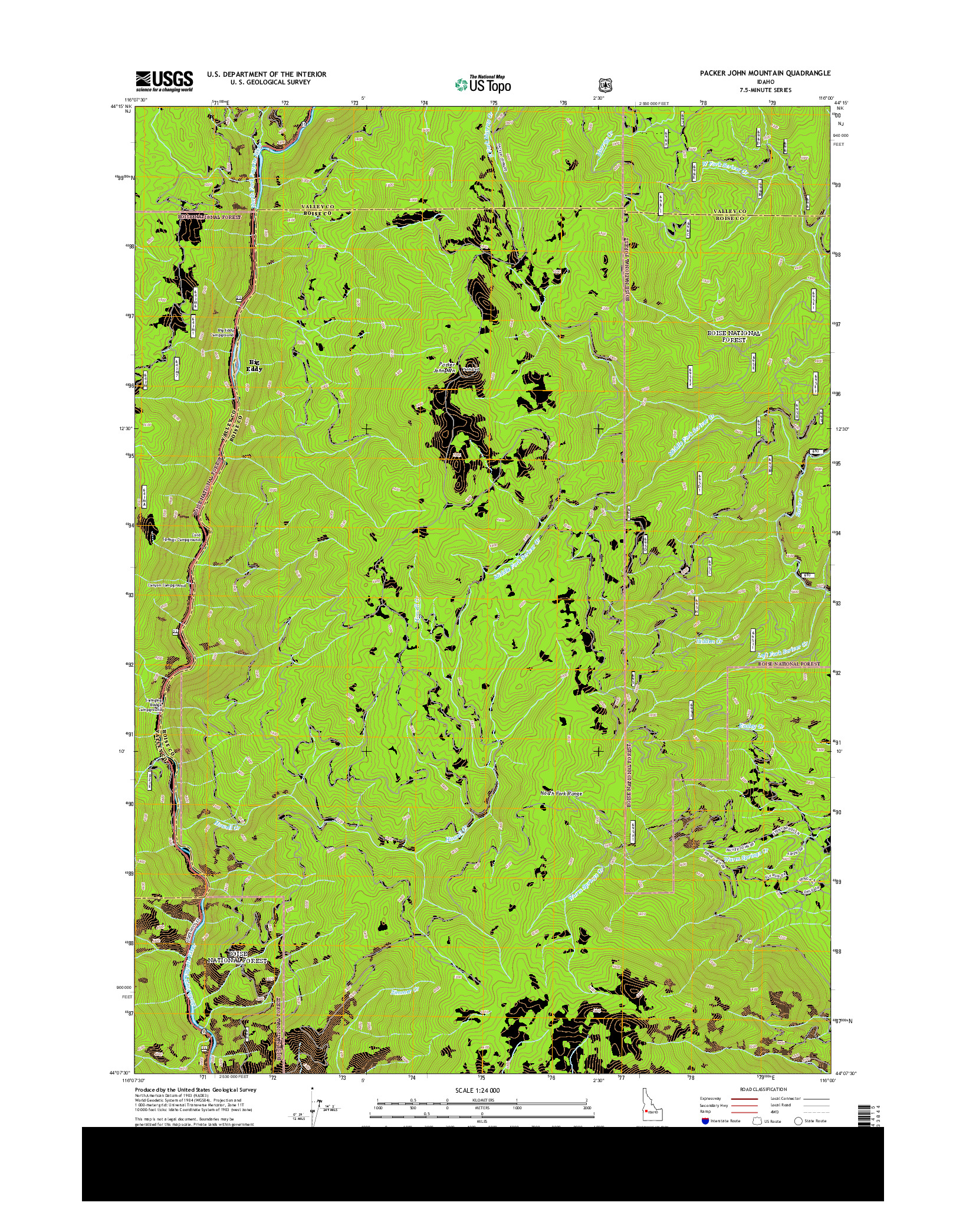 USGS US TOPO 7.5-MINUTE MAP FOR PACKER JOHN MOUNTAIN, ID 2013