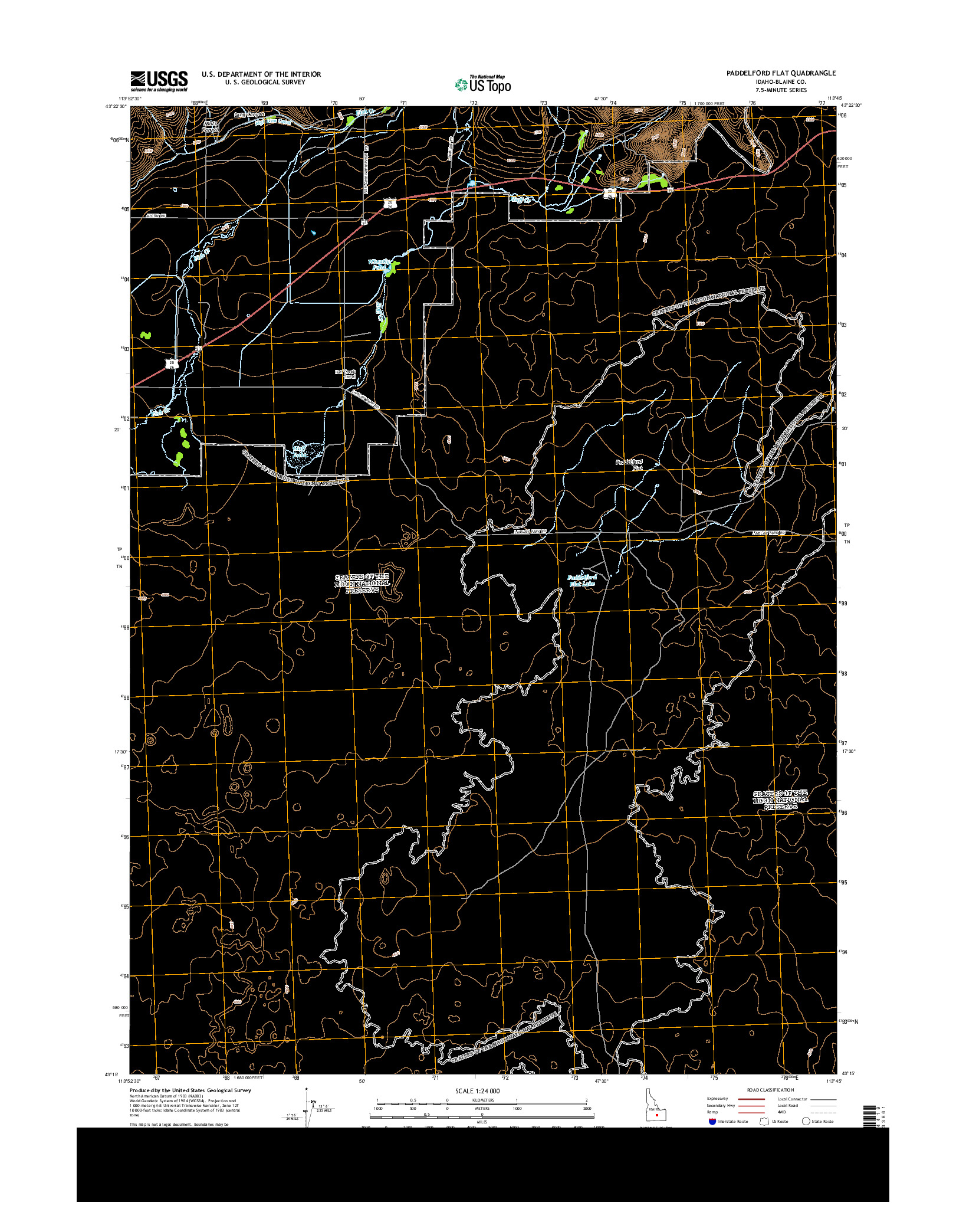 USGS US TOPO 7.5-MINUTE MAP FOR PADDELFORD FLAT, ID 2013