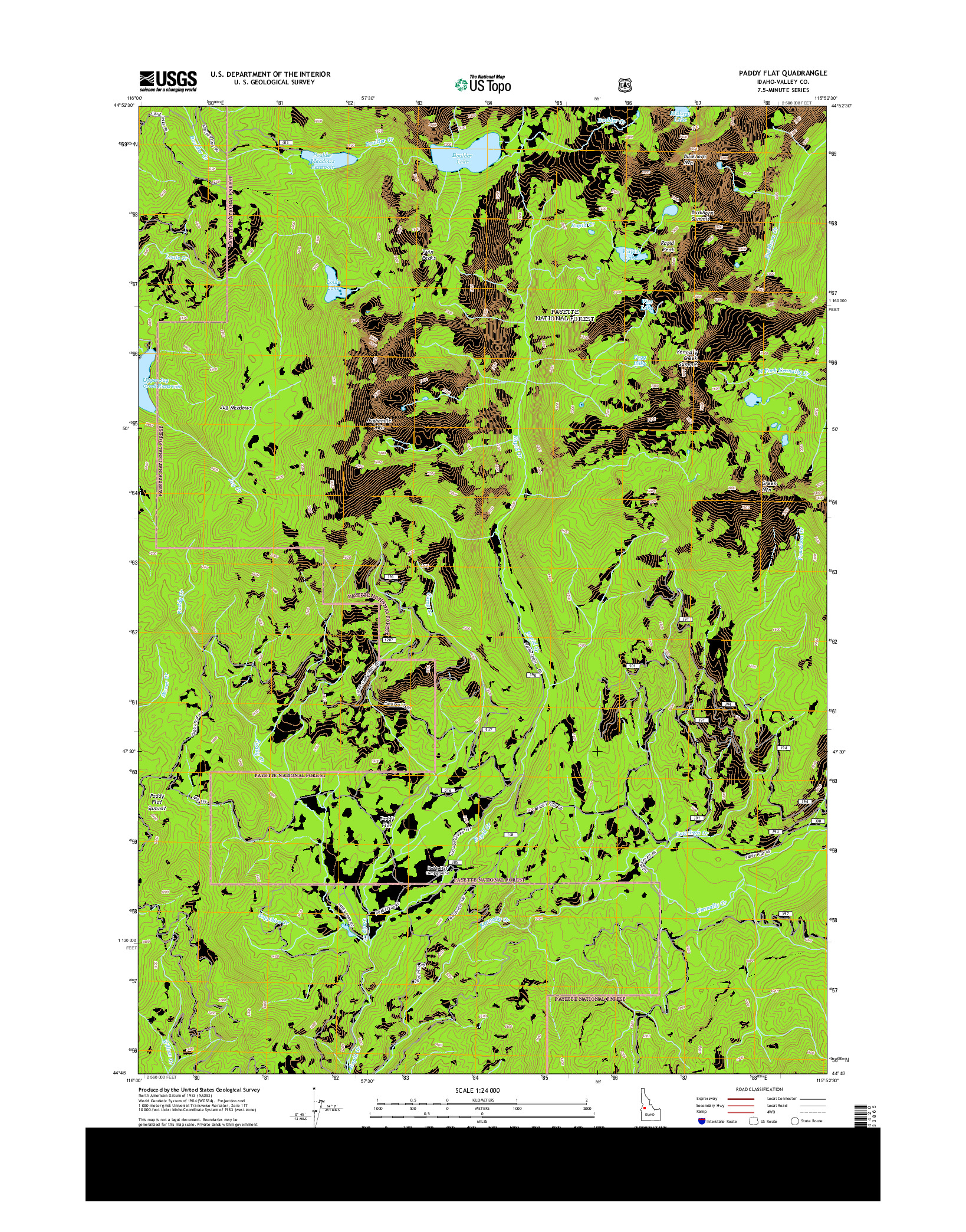 USGS US TOPO 7.5-MINUTE MAP FOR PADDY FLAT, ID 2013