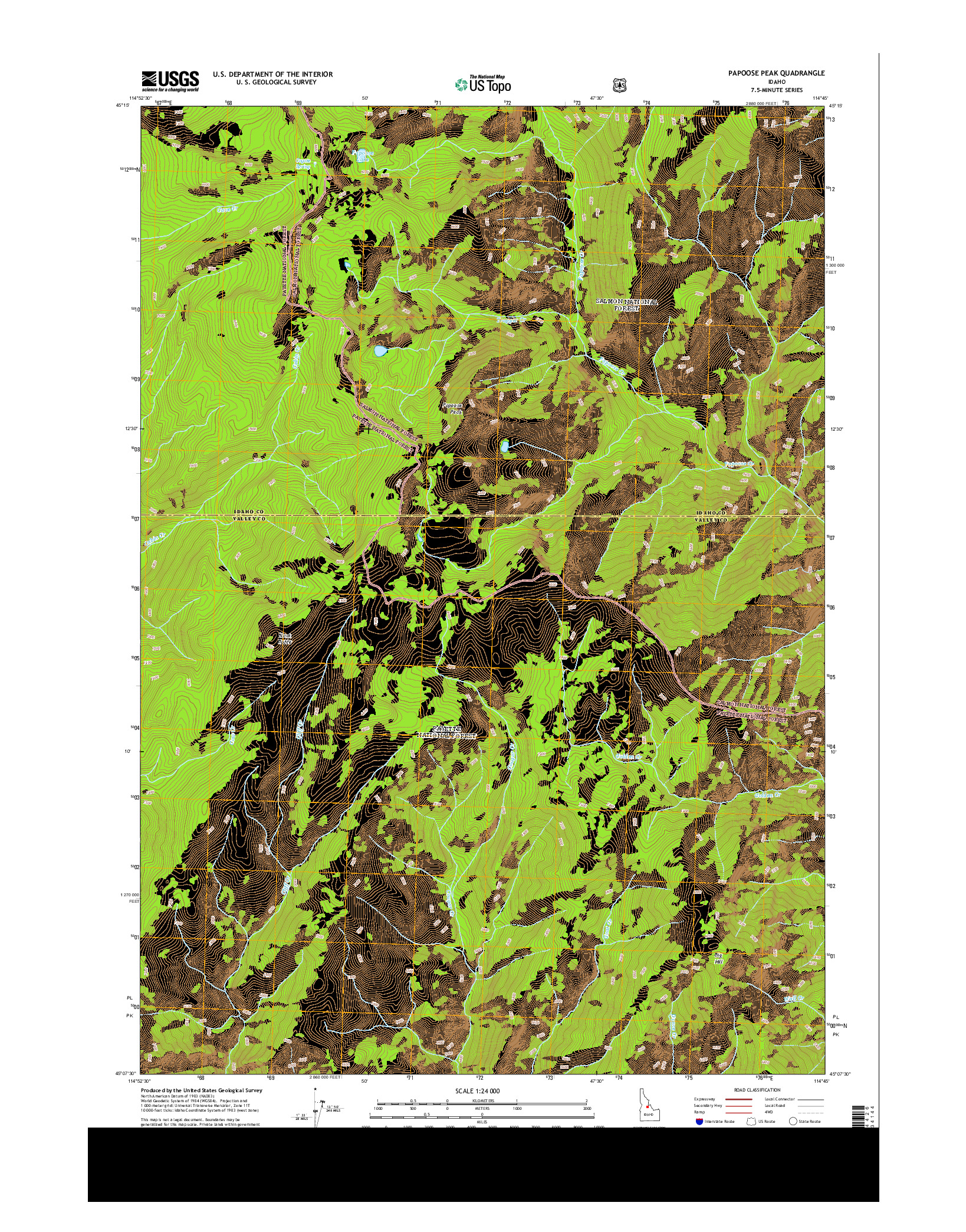 USGS US TOPO 7.5-MINUTE MAP FOR PAPOOSE PEAK, ID 2013