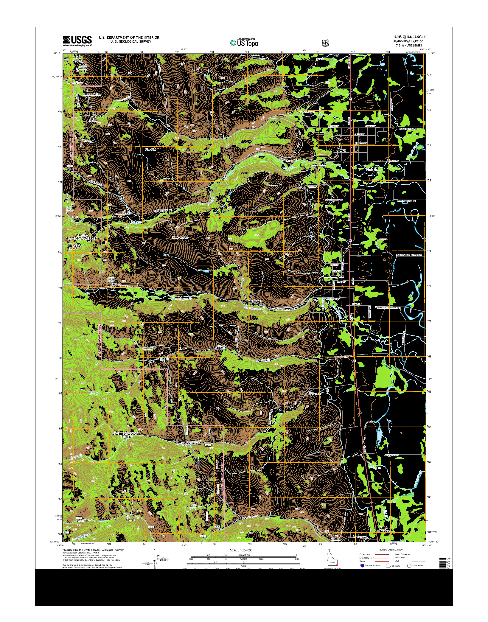 USGS US TOPO 7.5-MINUTE MAP FOR PARIS, ID 2013