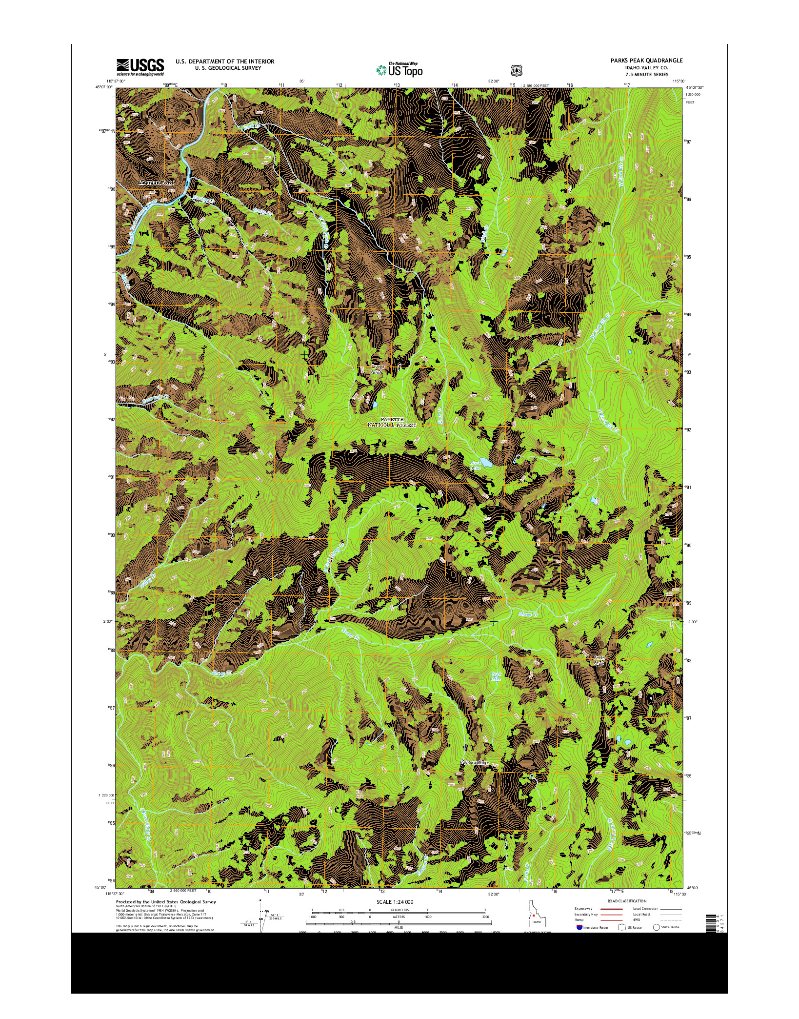 USGS US TOPO 7.5-MINUTE MAP FOR PARKS PEAK, ID 2013