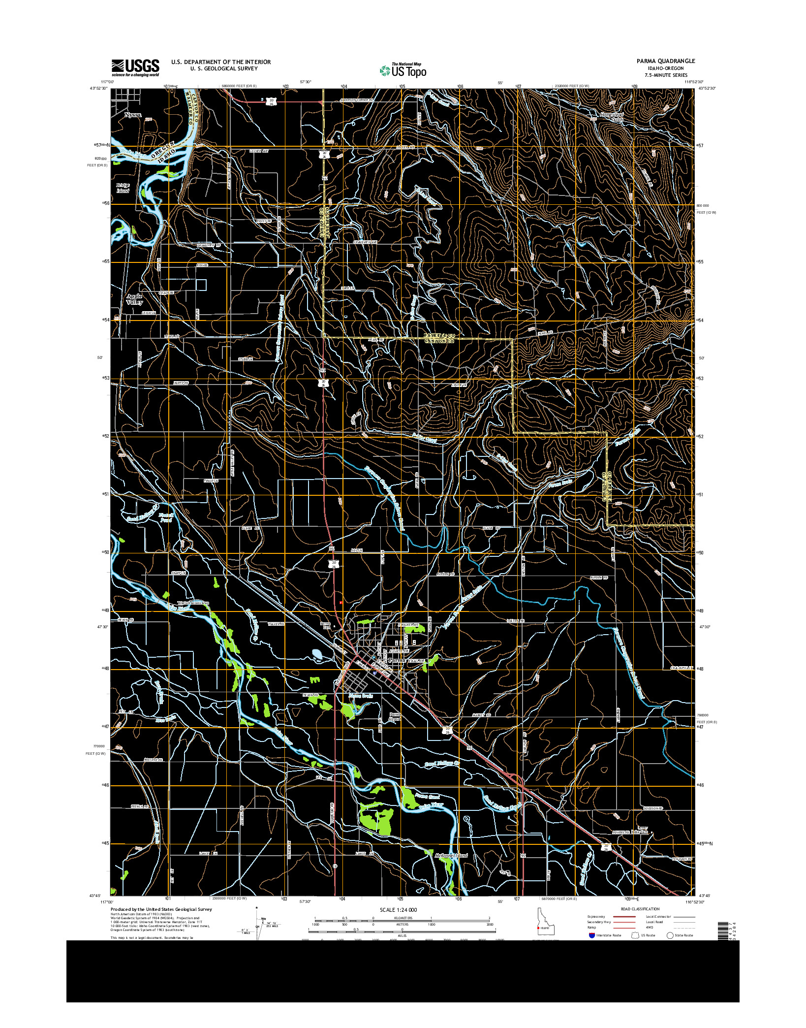 USGS US TOPO 7.5-MINUTE MAP FOR PARMA, ID-OR 2013