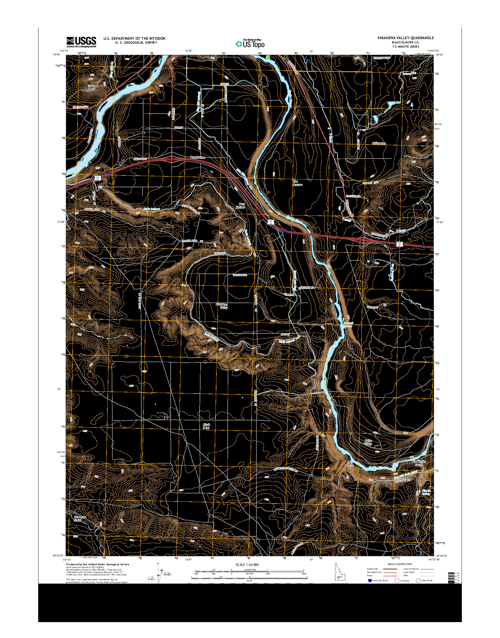 USGS US TOPO 7.5-MINUTE MAP FOR PASADENA VALLEY, ID 2013