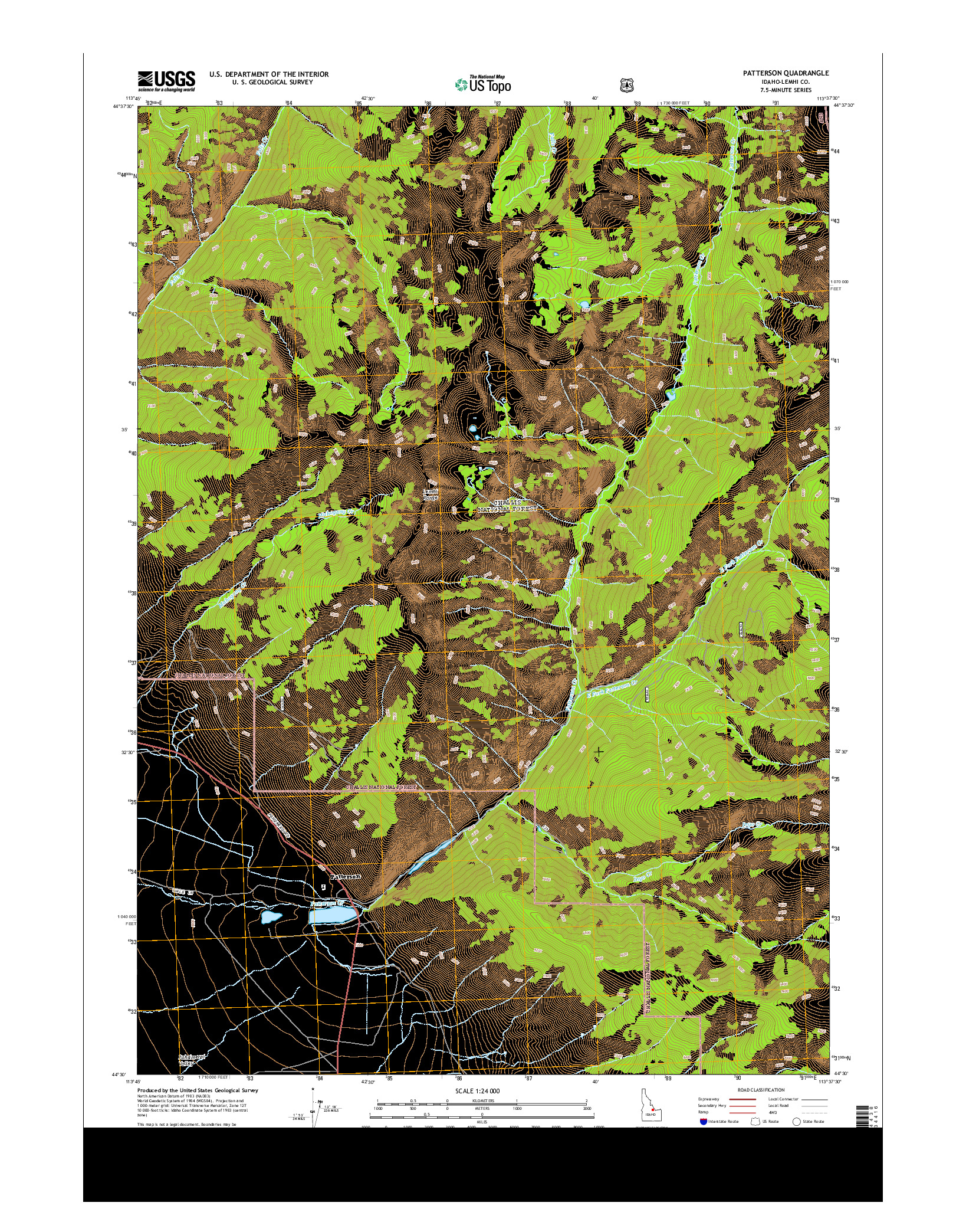 USGS US TOPO 7.5-MINUTE MAP FOR PATTERSON, ID 2013