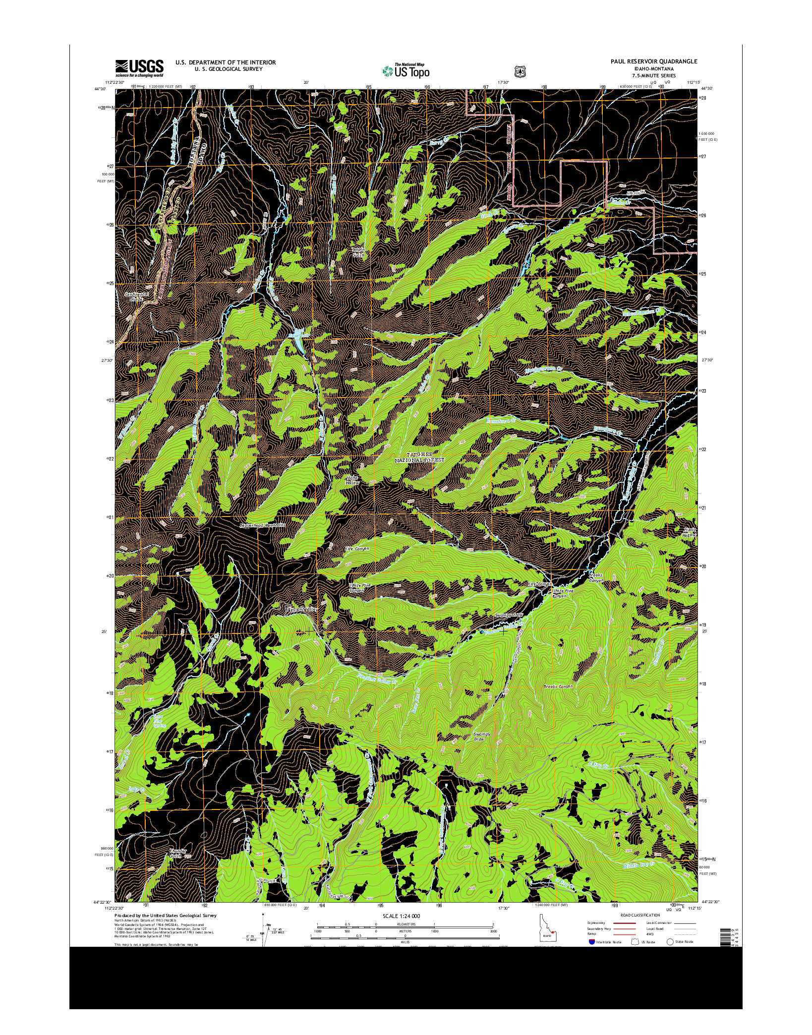 USGS US TOPO 7.5-MINUTE MAP FOR PAUL RESERVOIR, ID-MT 2013
