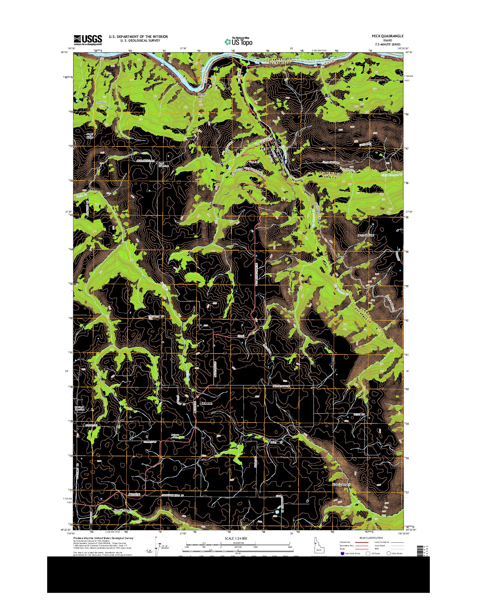 USGS US TOPO 7.5-MINUTE MAP FOR PECK, ID 2013