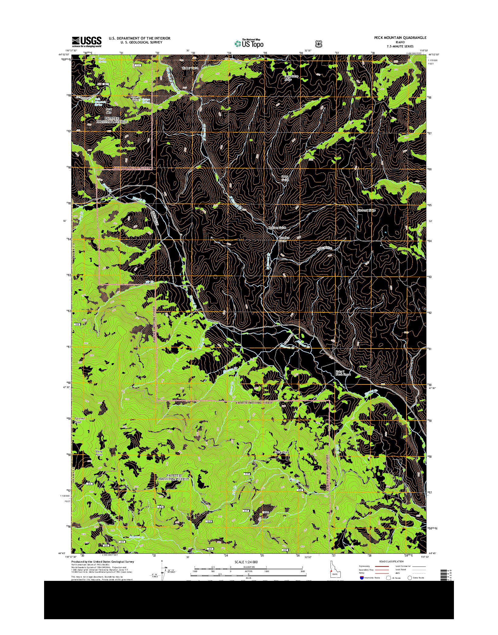 USGS US TOPO 7.5-MINUTE MAP FOR PECK MOUNTAIN, ID 2013