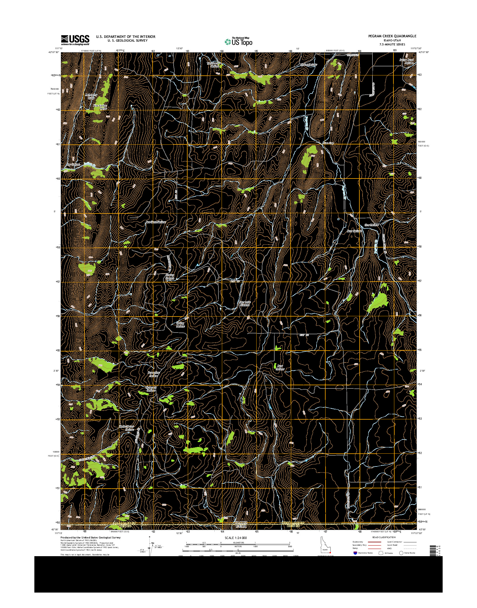 USGS US TOPO 7.5-MINUTE MAP FOR PEGRAM CREEK, ID-UT 2013