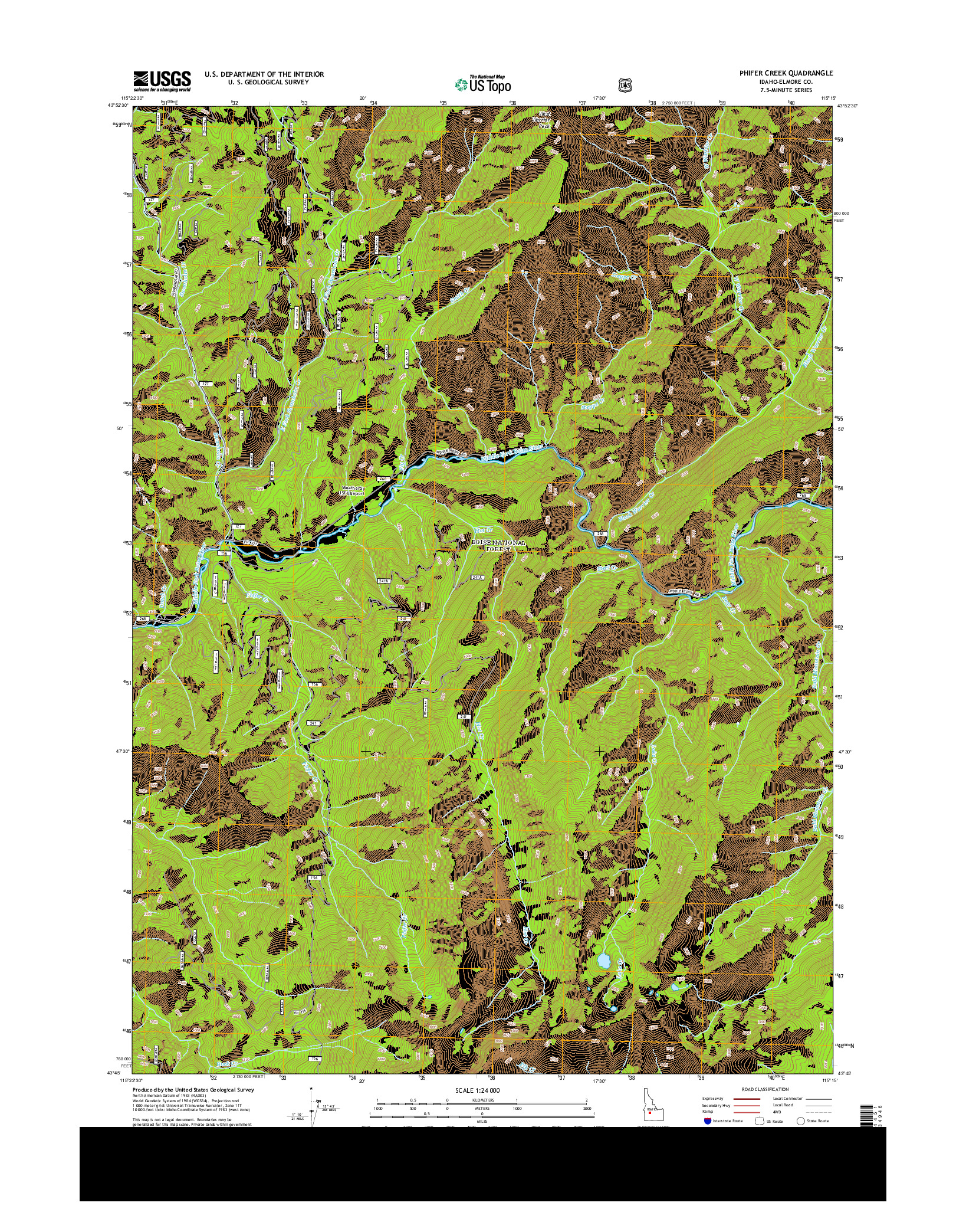 USGS US TOPO 7.5-MINUTE MAP FOR PHIFER CREEK, ID 2013