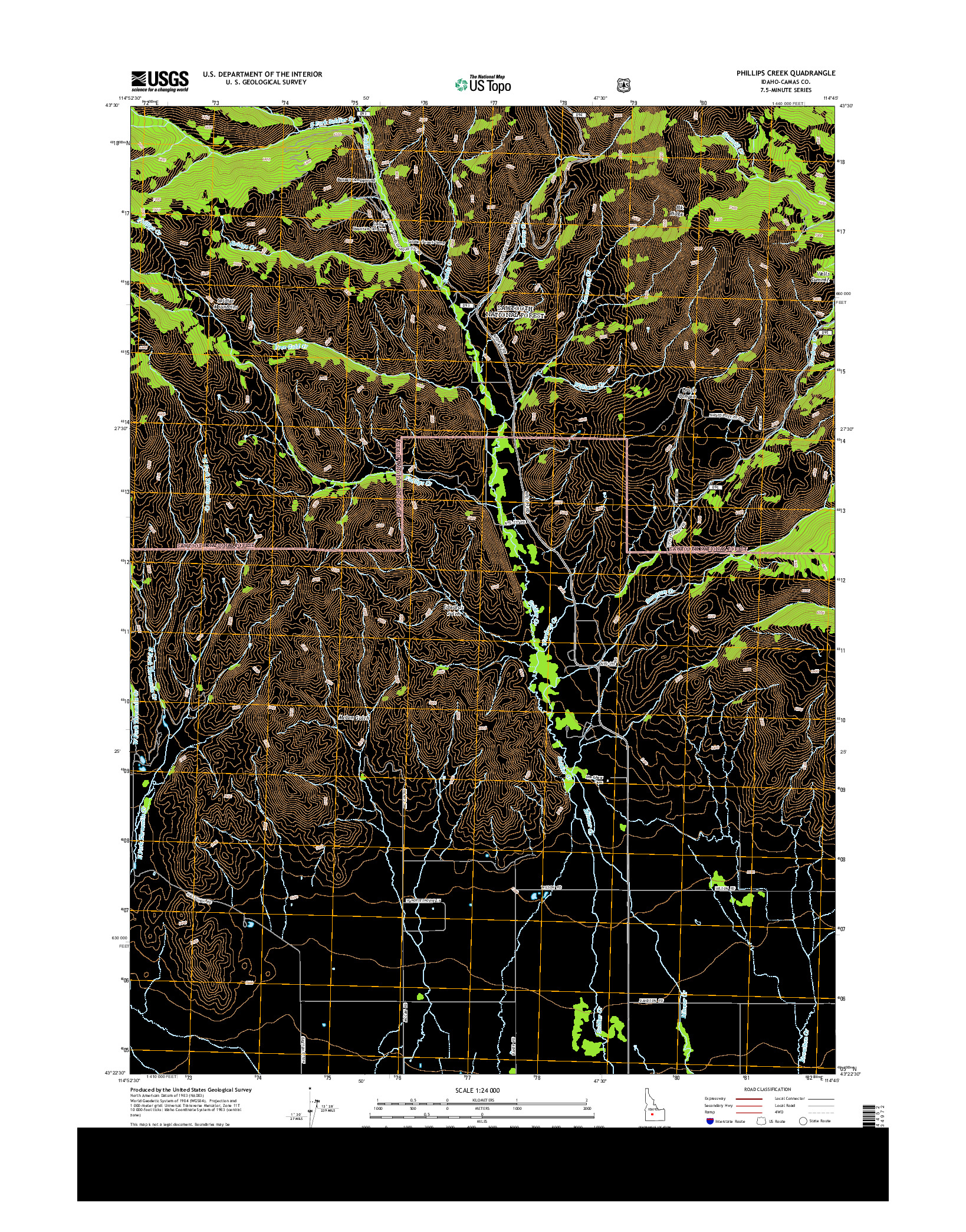 USGS US TOPO 7.5-MINUTE MAP FOR PHILLIPS CREEK, ID 2013