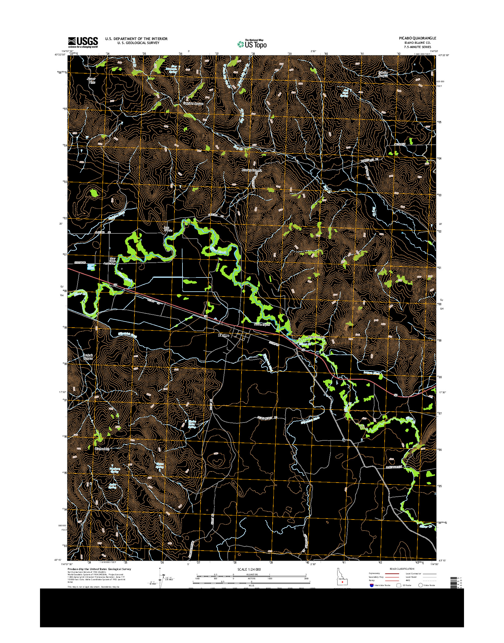 USGS US TOPO 7.5-MINUTE MAP FOR PICABO, ID 2013