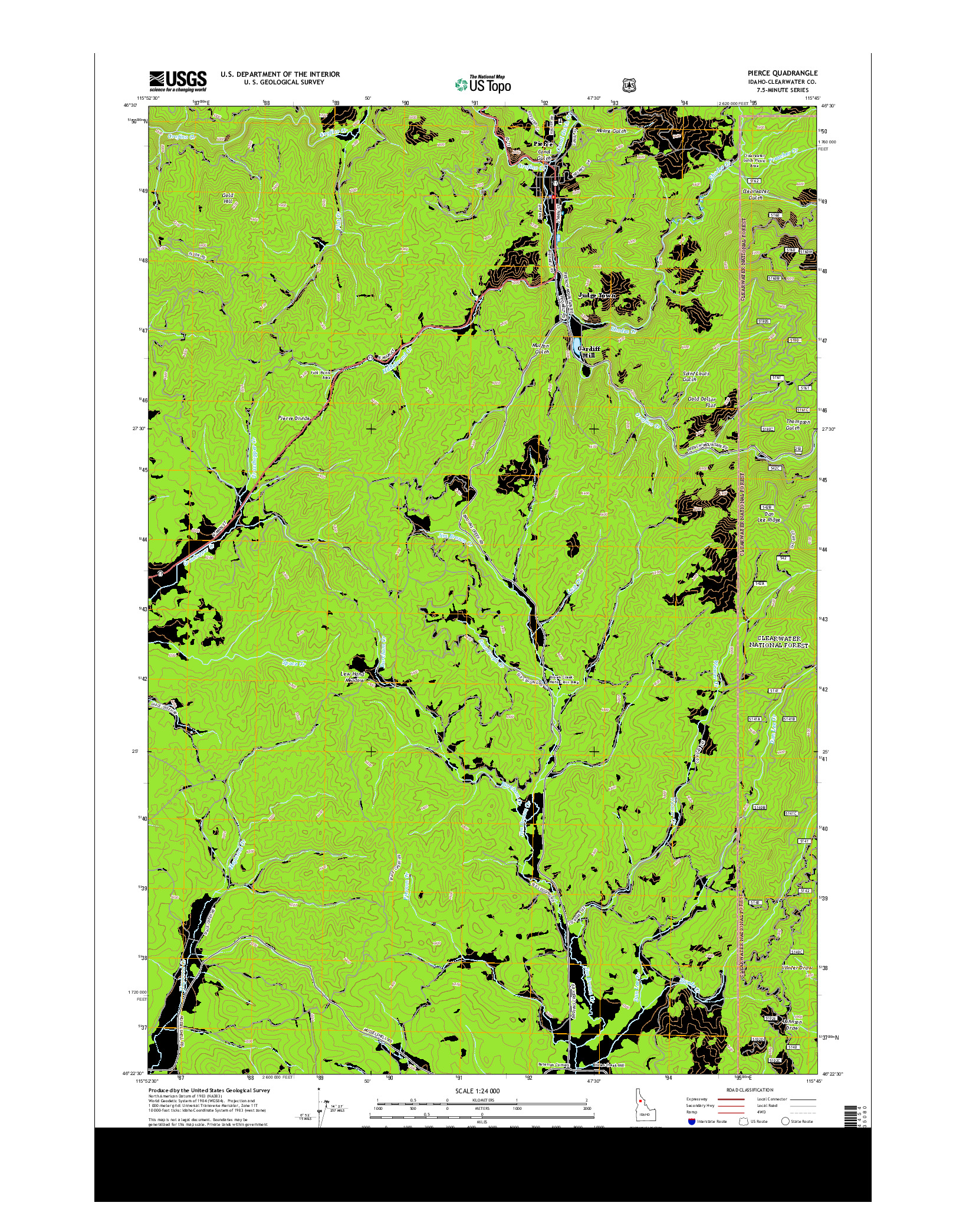 USGS US TOPO 7.5-MINUTE MAP FOR PIERCE, ID 2013