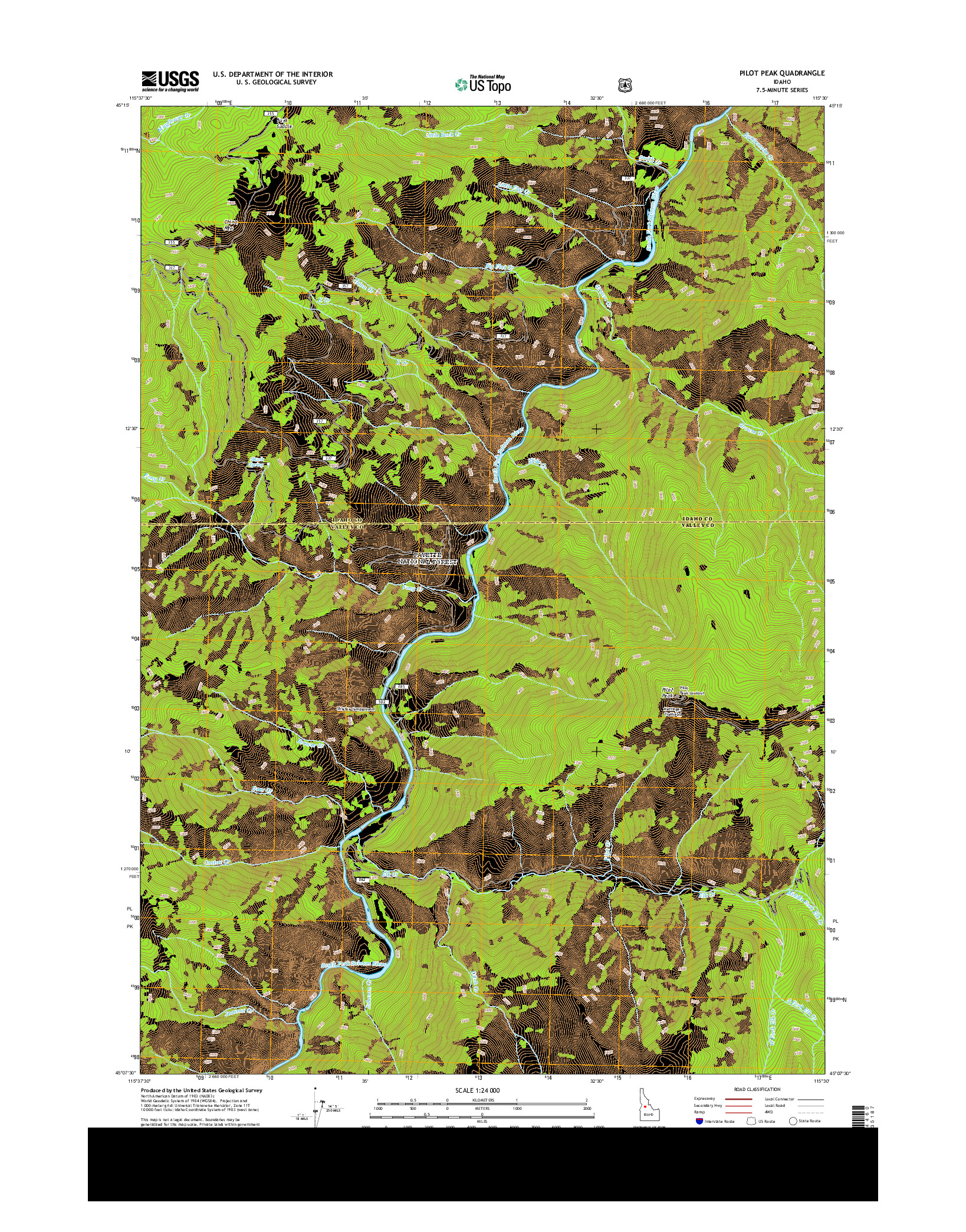 USGS US TOPO 7.5-MINUTE MAP FOR PILOT PEAK, ID 2013