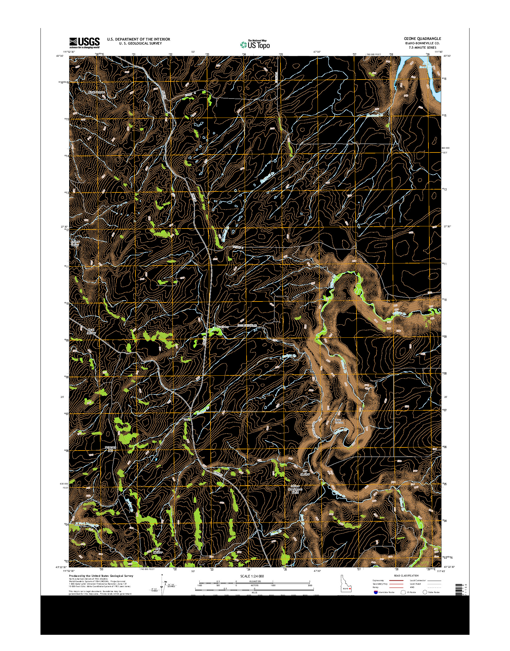 USGS US TOPO 7.5-MINUTE MAP FOR OZONE, ID 2013