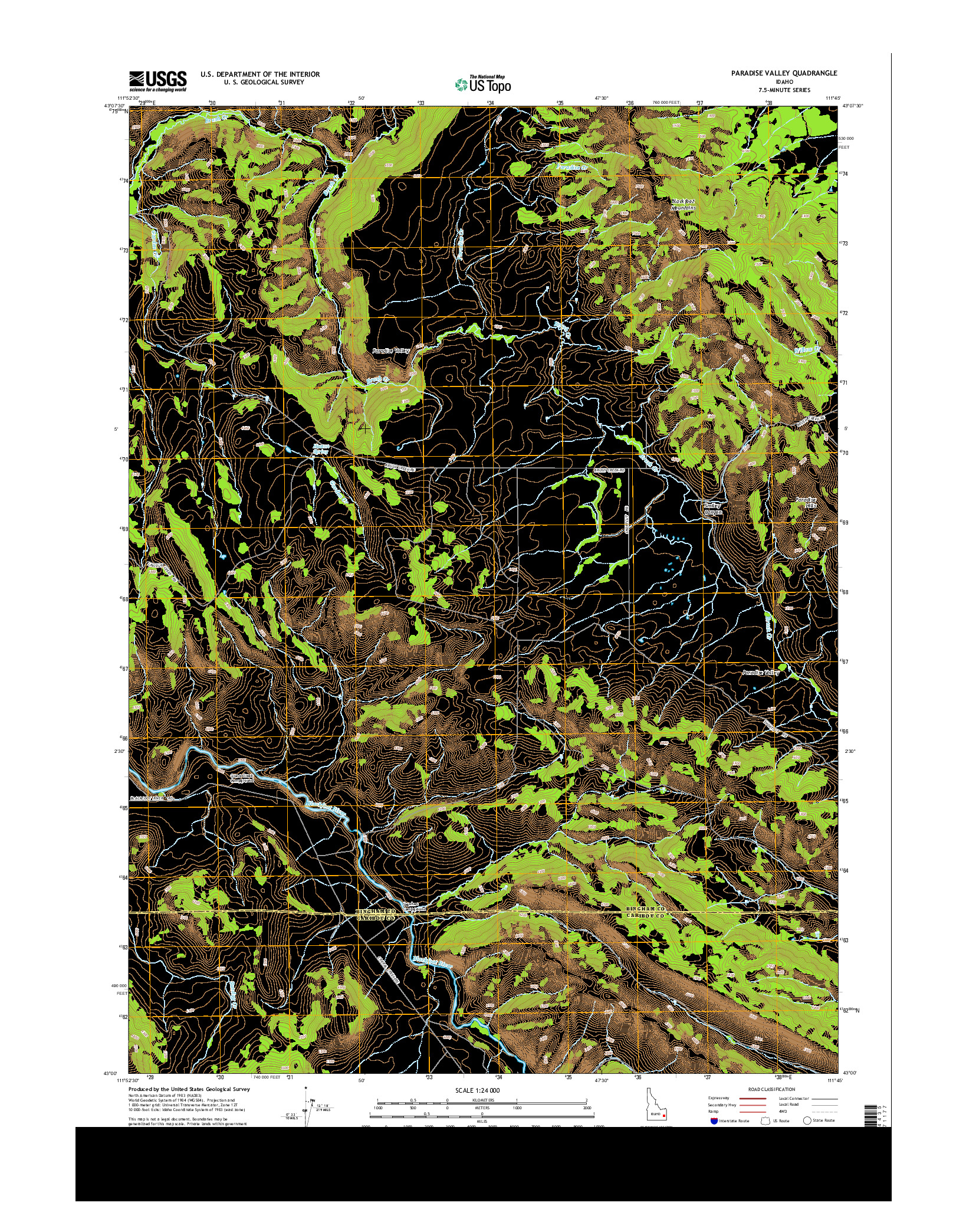 USGS US TOPO 7.5-MINUTE MAP FOR PARADISE VALLEY, ID 2013