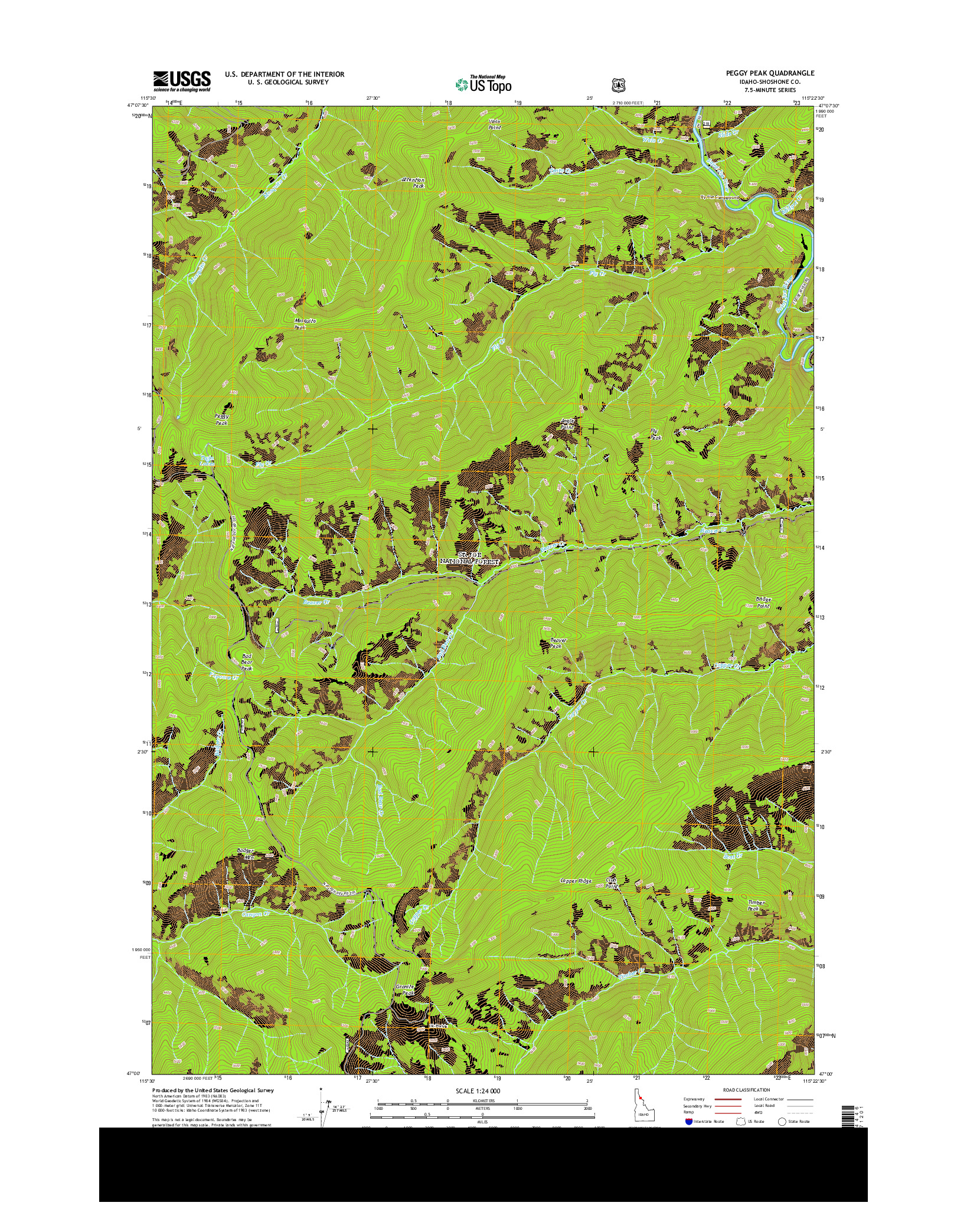 USGS US TOPO 7.5-MINUTE MAP FOR PEGGY PEAK, ID 2013