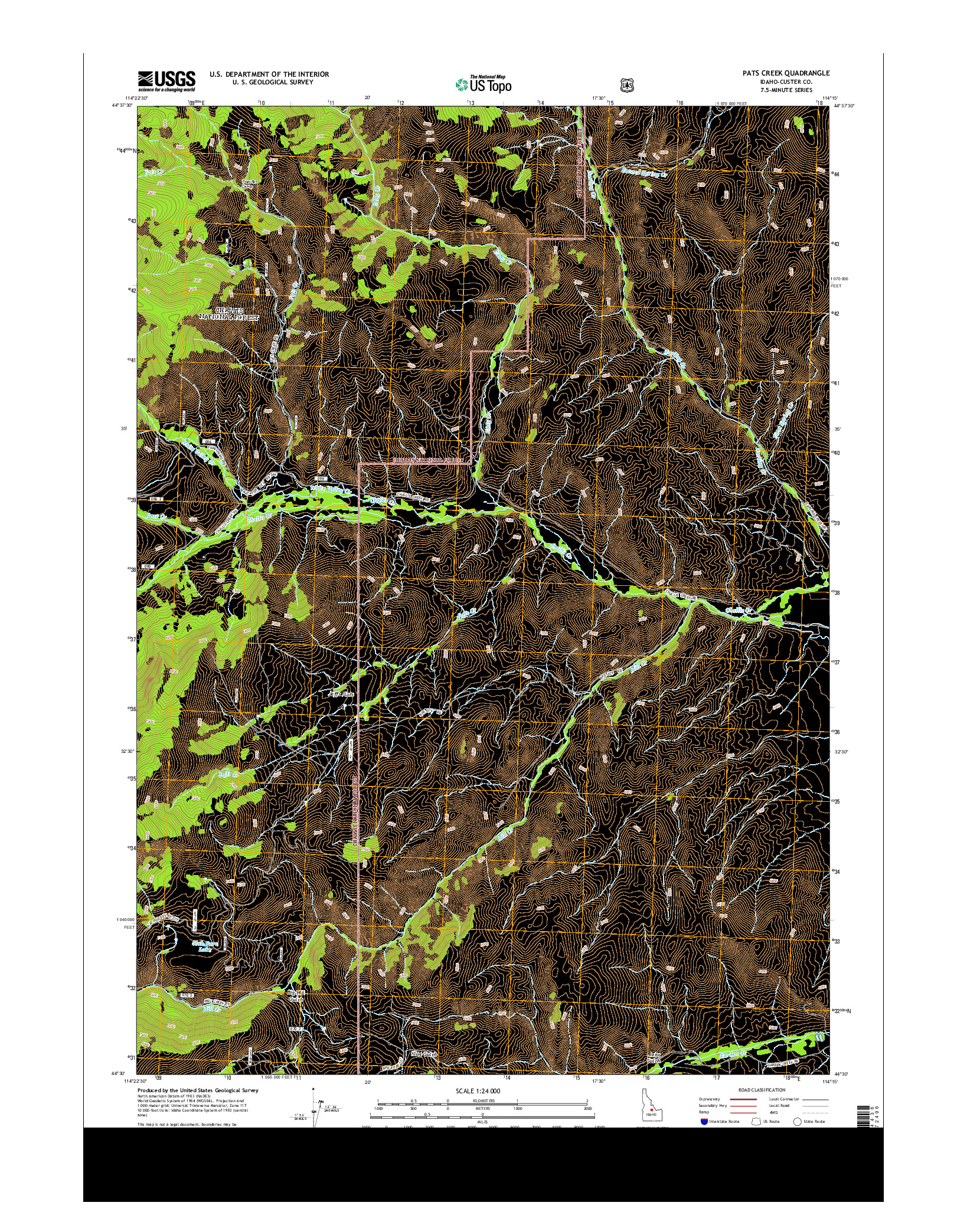 USGS US TOPO 7.5-MINUTE MAP FOR PATS CREEK, ID 2013