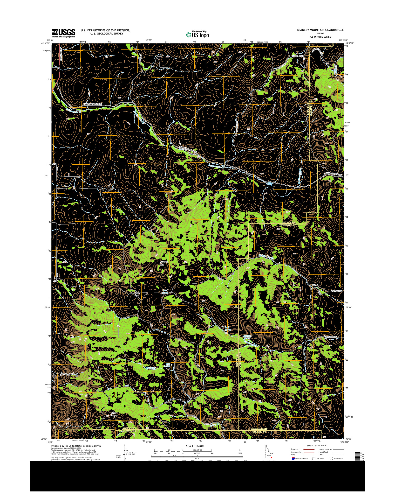 USGS US TOPO 7.5-MINUTE MAP FOR BRADLEY MOUNTAIN, ID 2013