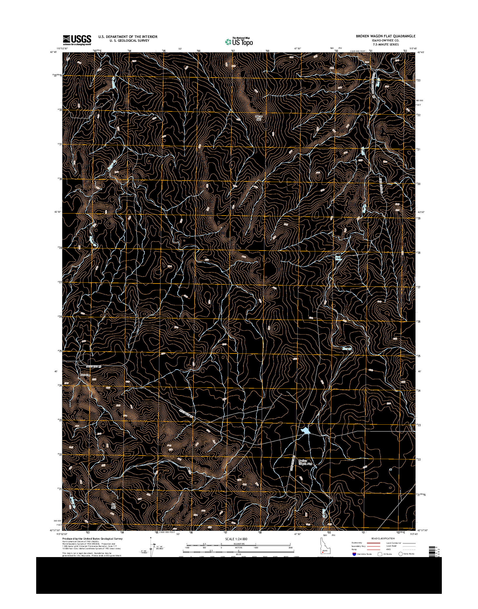 USGS US TOPO 7.5-MINUTE MAP FOR BROKEN WAGON FLAT, ID 2013