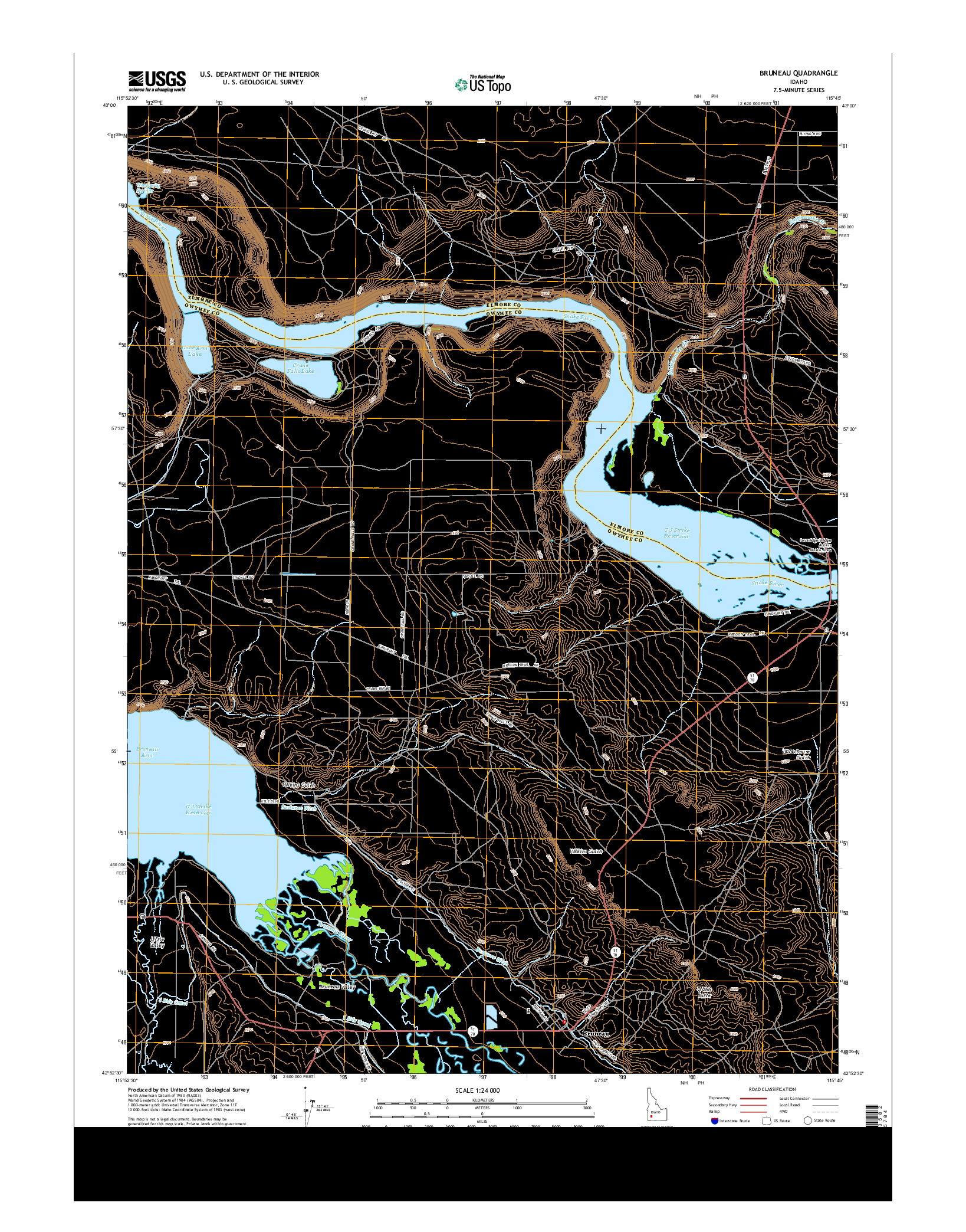 USGS US TOPO 7.5-MINUTE MAP FOR BRUNEAU, ID 2013