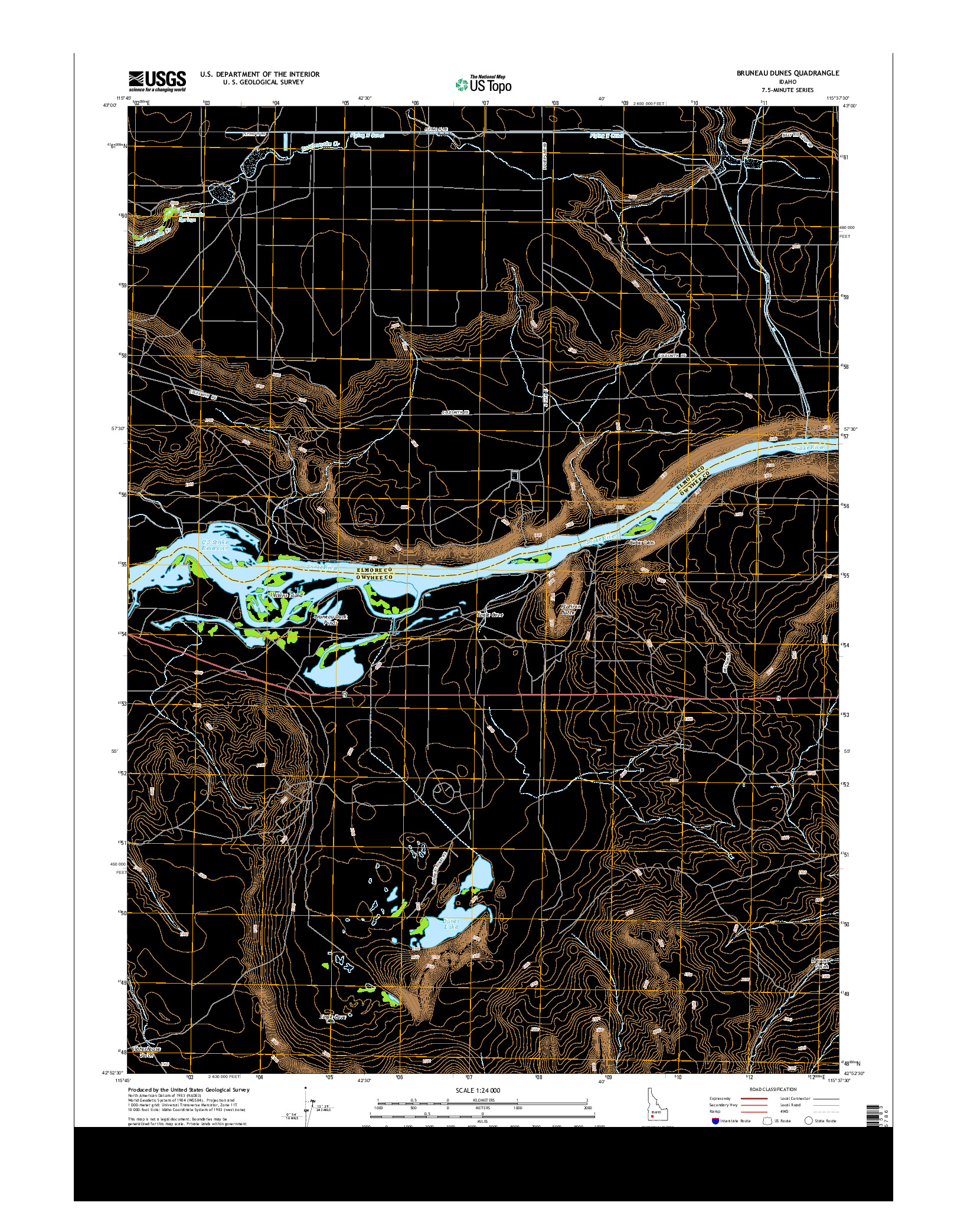 USGS US TOPO 7.5-MINUTE MAP FOR BRUNEAU DUNES, ID 2013