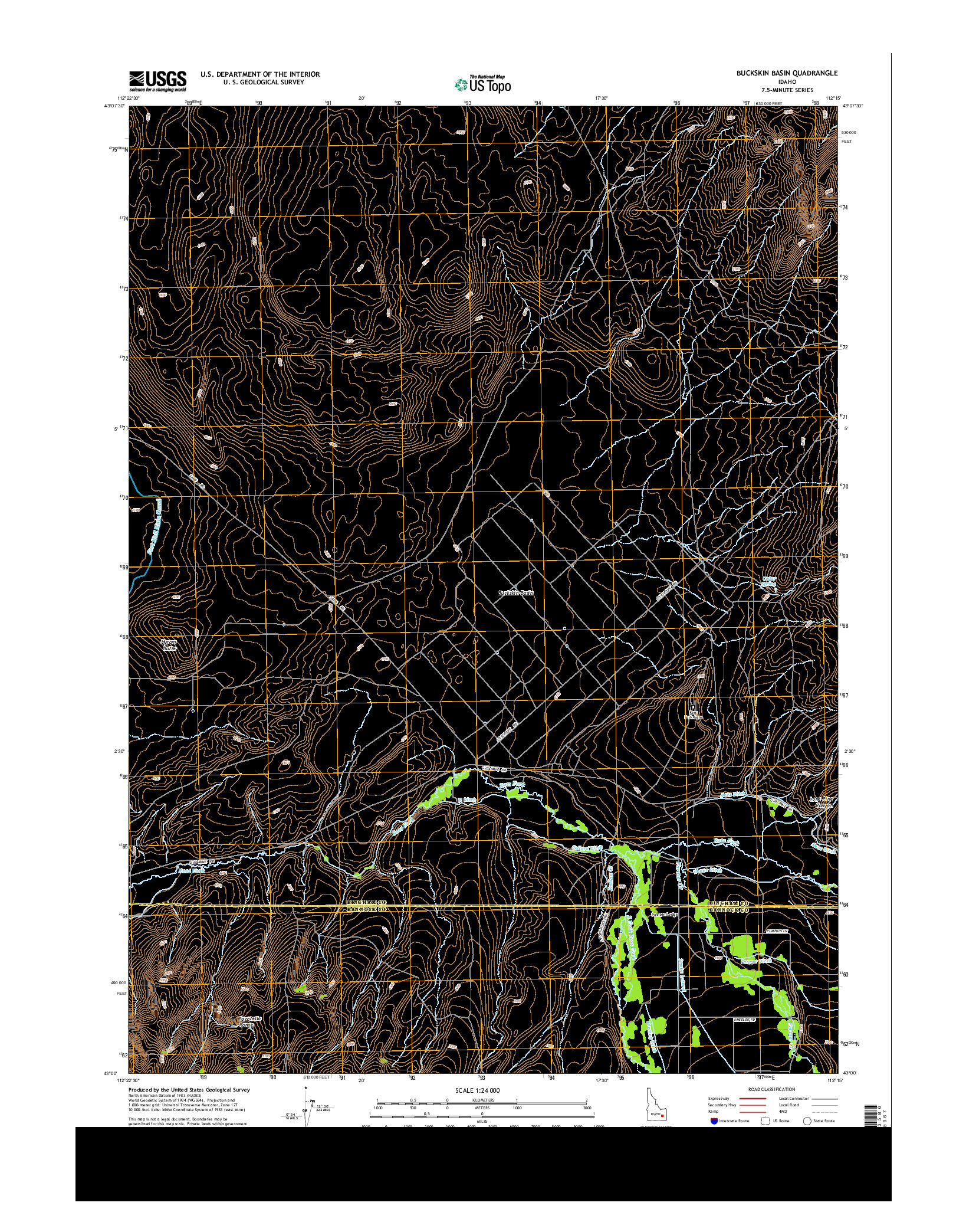 USGS US TOPO 7.5-MINUTE MAP FOR BUCKSKIN BASIN, ID 2013