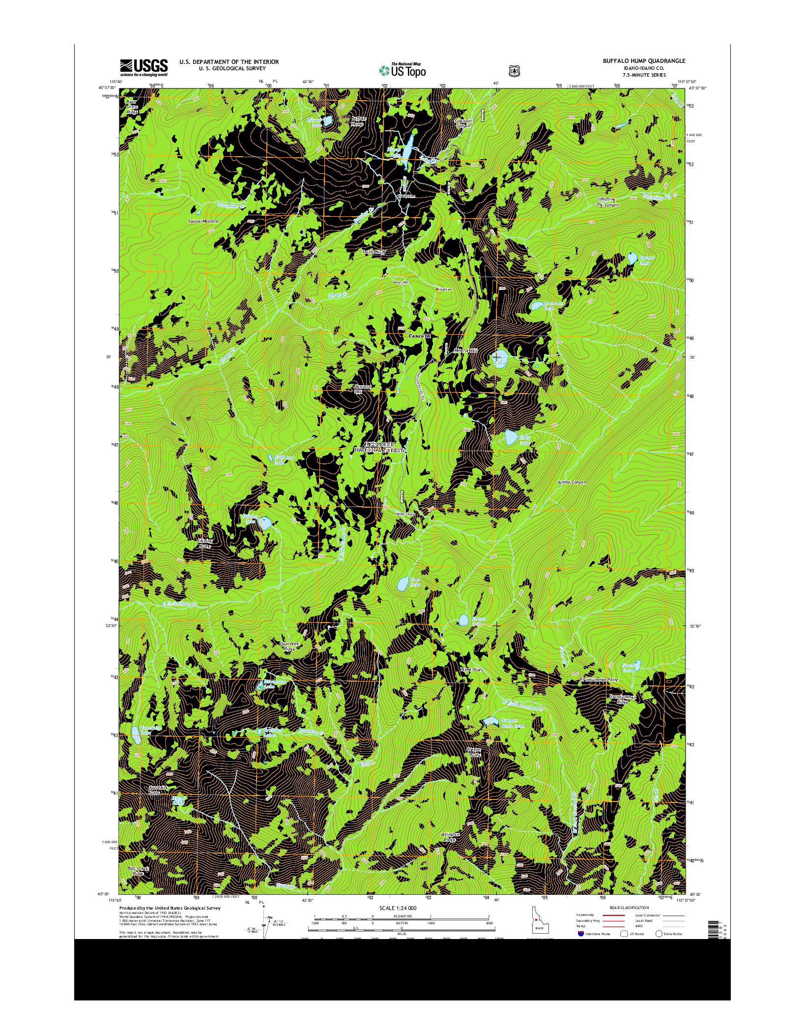 USGS US TOPO 7.5-MINUTE MAP FOR BUFFALO HUMP, ID 2013