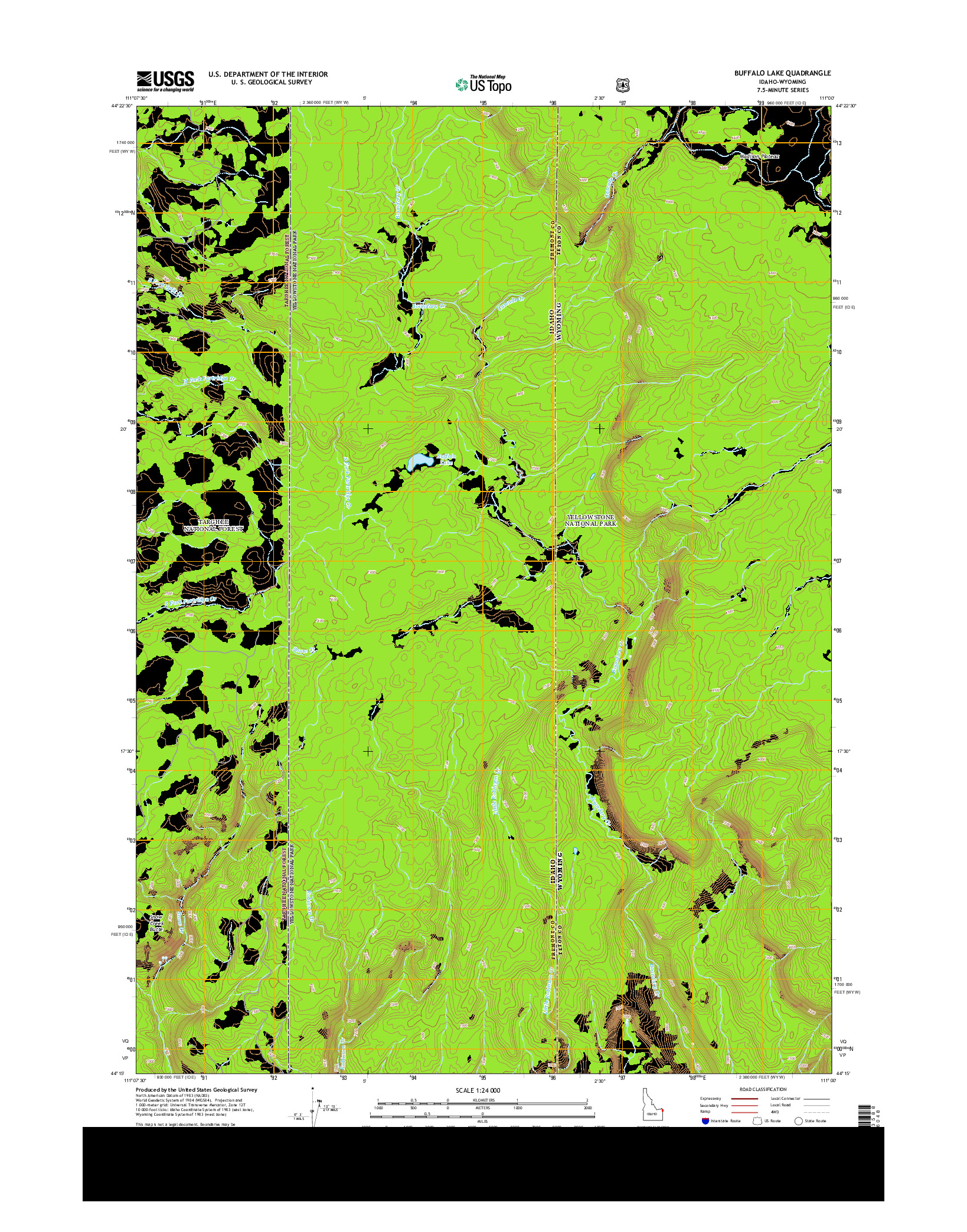 USGS US TOPO 7.5-MINUTE MAP FOR BUFFALO LAKE, ID-WY 2013