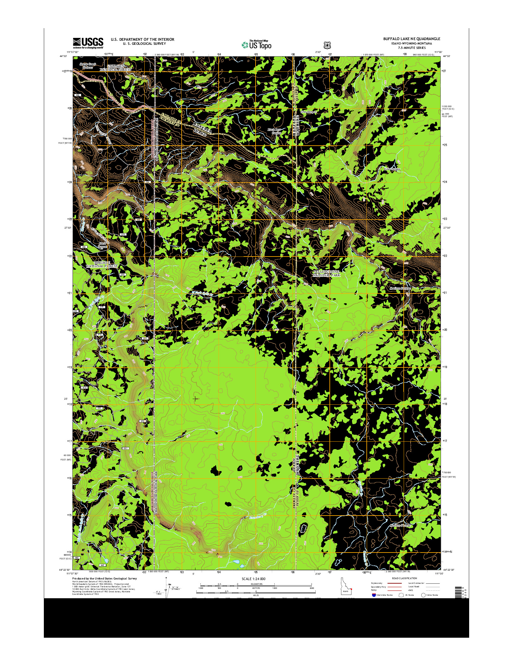 USGS US TOPO 7.5-MINUTE MAP FOR BUFFALO LAKE NE, ID-WY-MT 2013