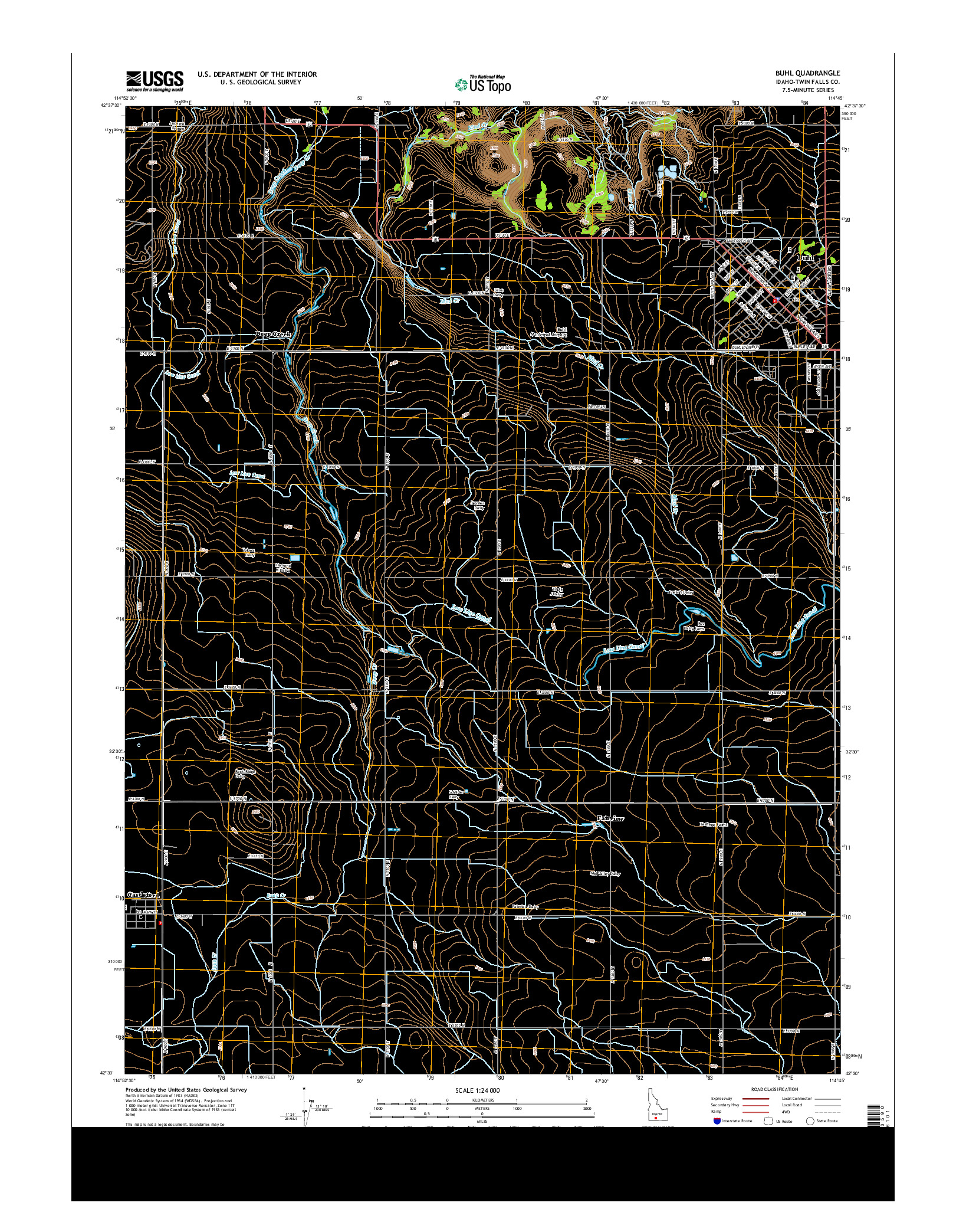USGS US TOPO 7.5-MINUTE MAP FOR BUHL, ID 2013