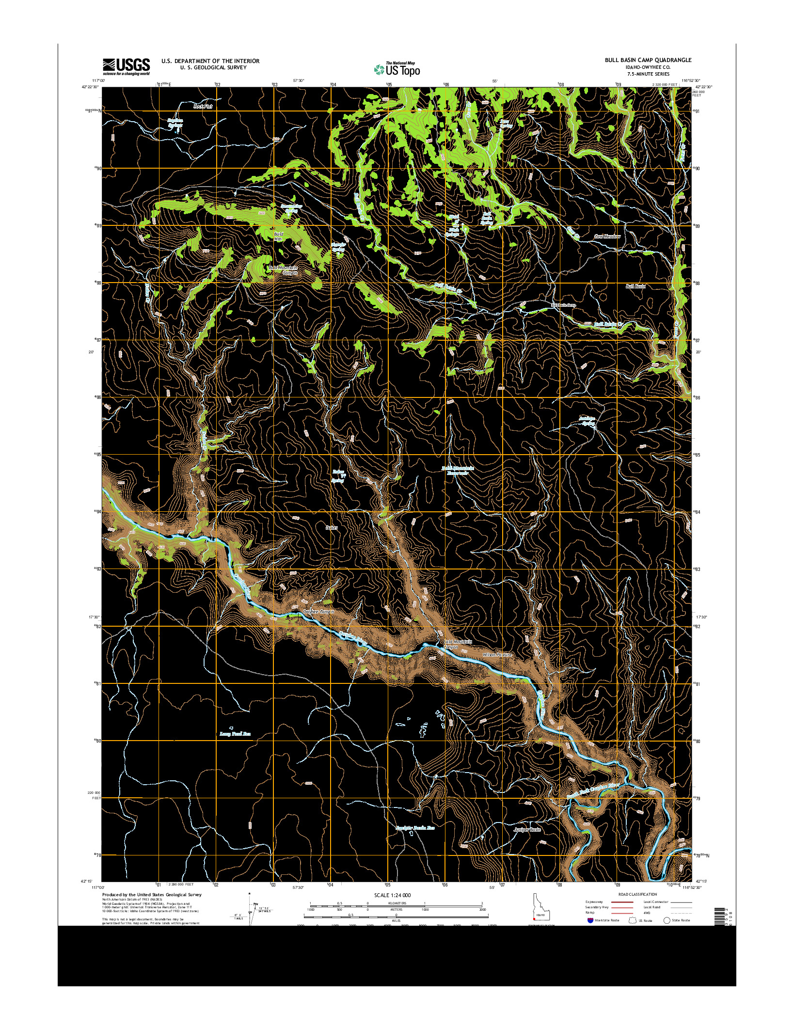 USGS US TOPO 7.5-MINUTE MAP FOR BULL BASIN CAMP, ID 2013