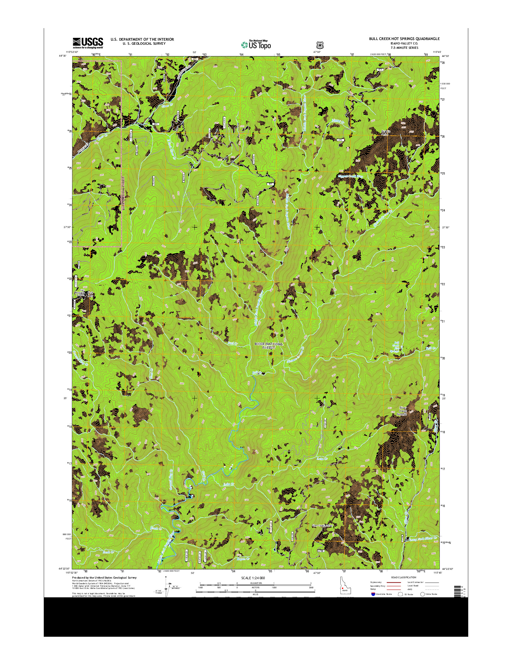 USGS US TOPO 7.5-MINUTE MAP FOR BULL CREEK HOT SPRINGS, ID 2013