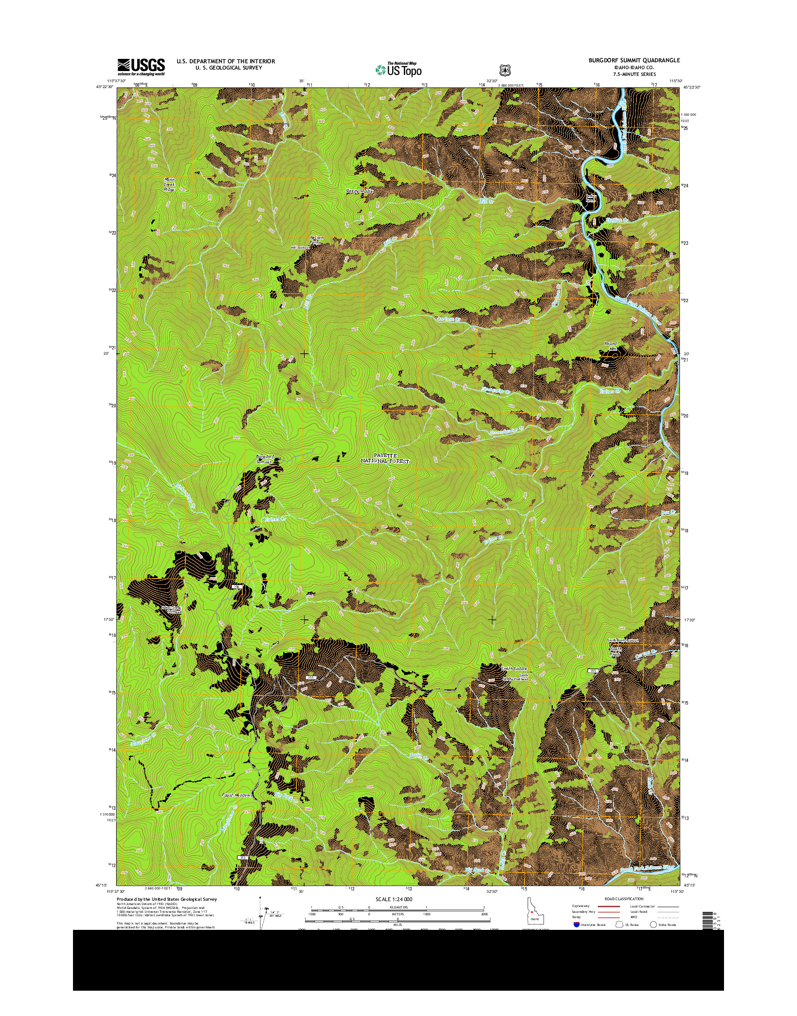 USGS US TOPO 7.5-MINUTE MAP FOR BURGDORF SUMMIT, ID 2013