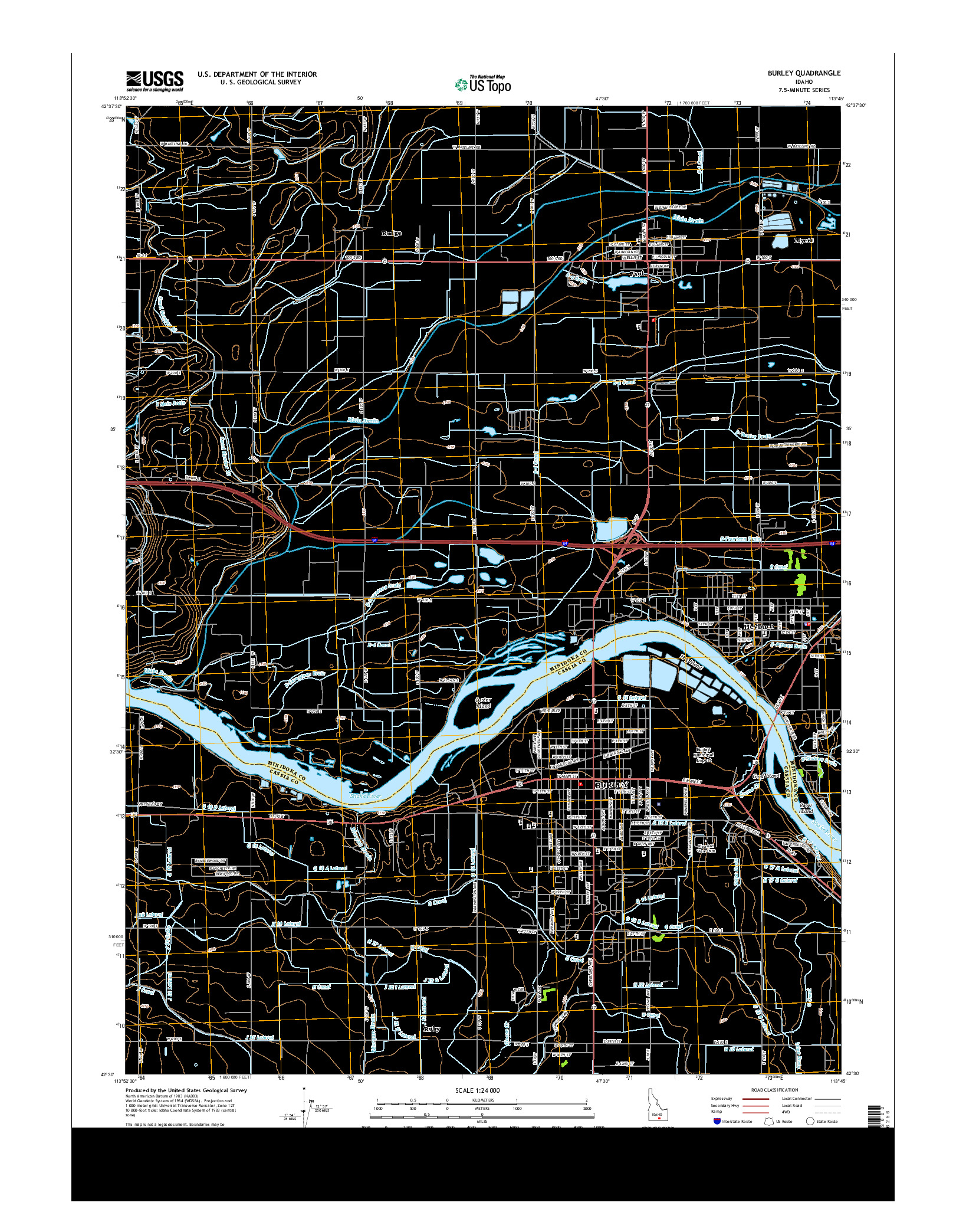 USGS US TOPO 7.5-MINUTE MAP FOR BURLEY, ID 2013