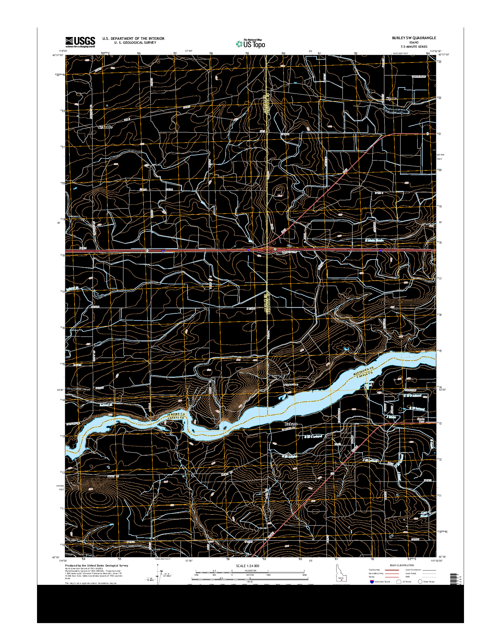 USGS US TOPO 7.5-MINUTE MAP FOR BURLEY SW, ID 2013