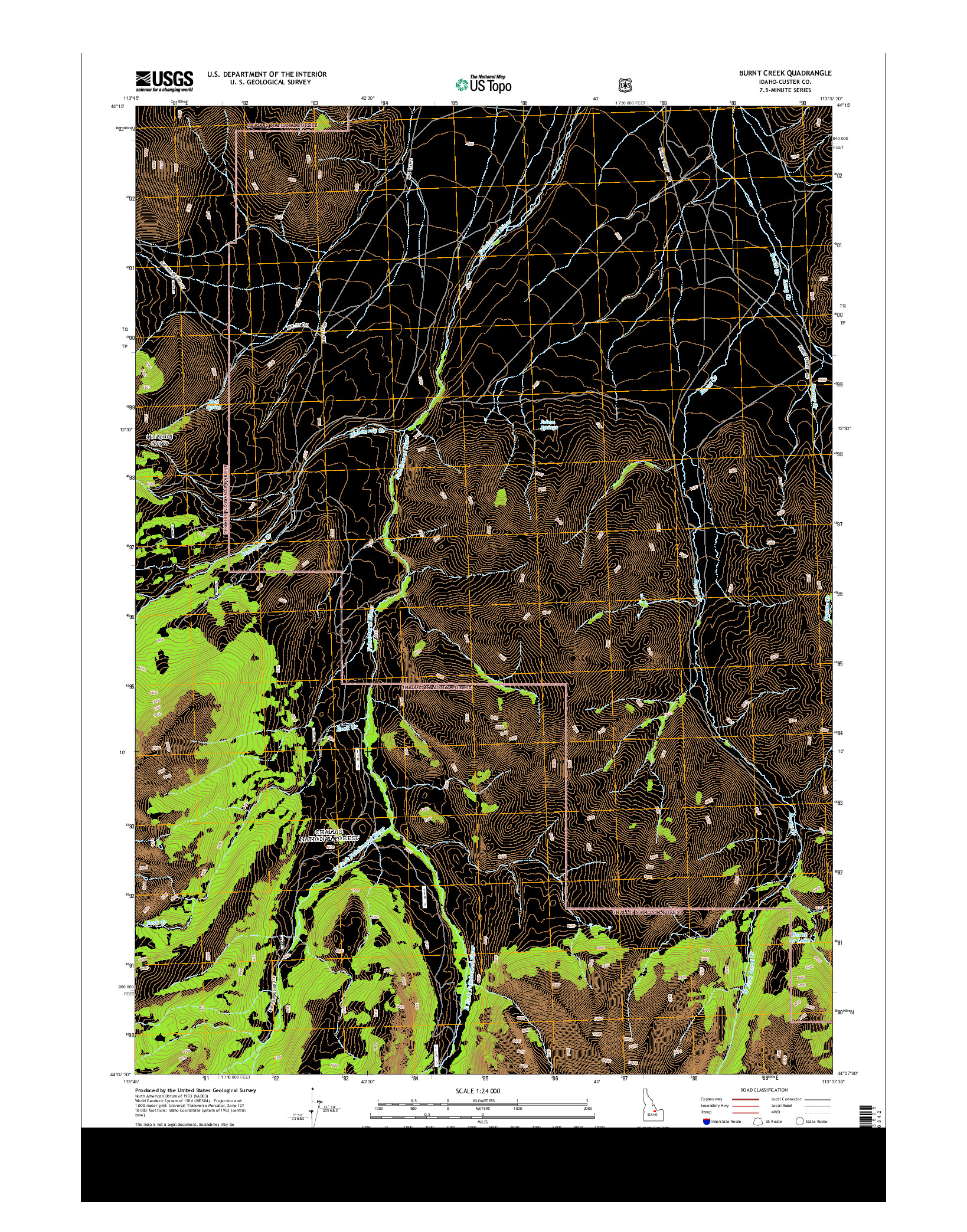 USGS US TOPO 7.5-MINUTE MAP FOR BURNT CREEK, ID 2013
