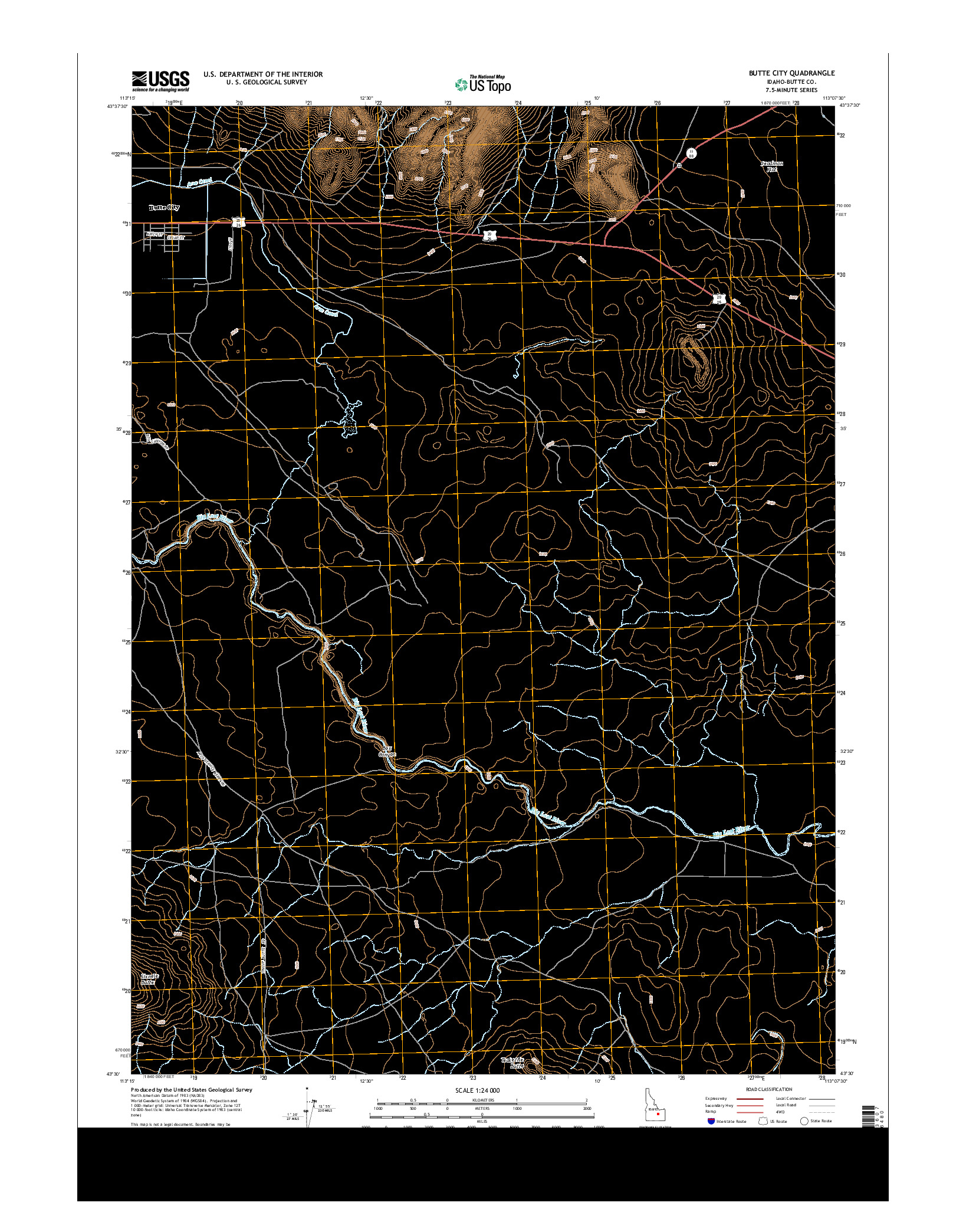 USGS US TOPO 7.5-MINUTE MAP FOR BUTTE CITY, ID 2013